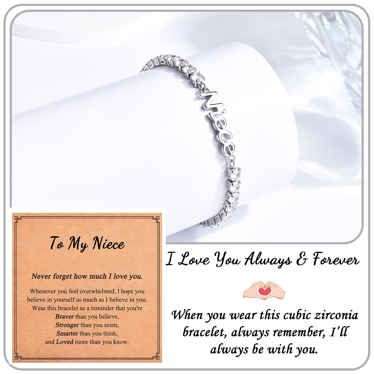 Birthday Gifts for Women Girls, Sparkling Cubic Zirconia Tennis Bracelet Gifts, Christmas Mothers Day Graduation Presents for Her