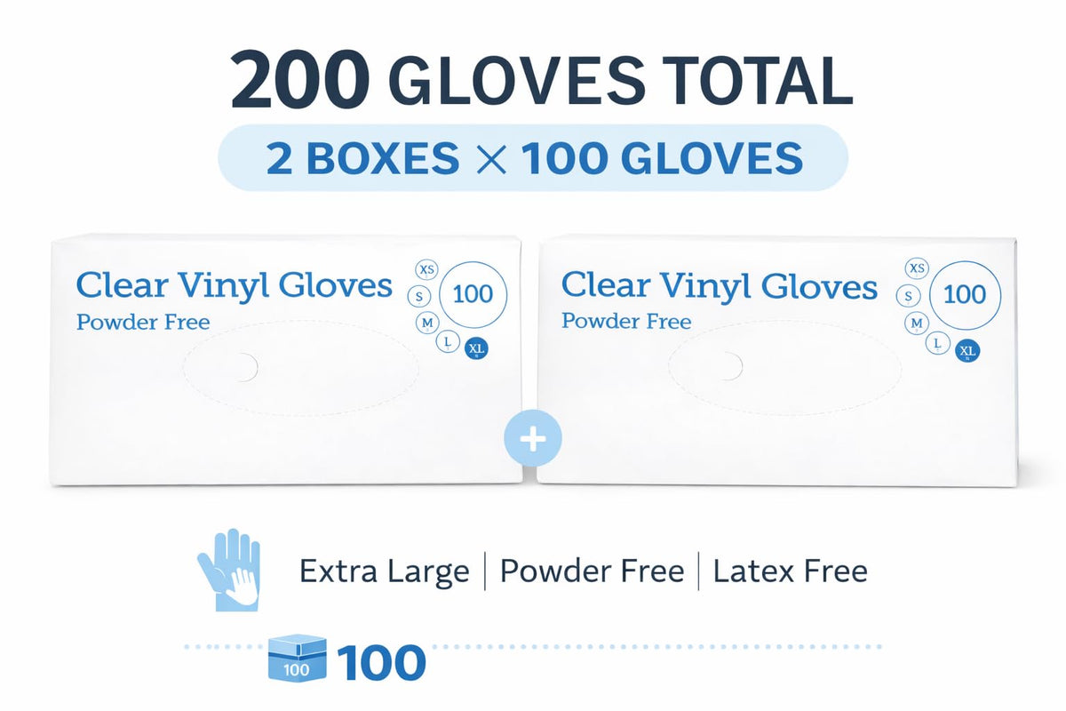 1ABOVE 100 Clear Vinyl Gloves Medium Latex-Free Powder-Free