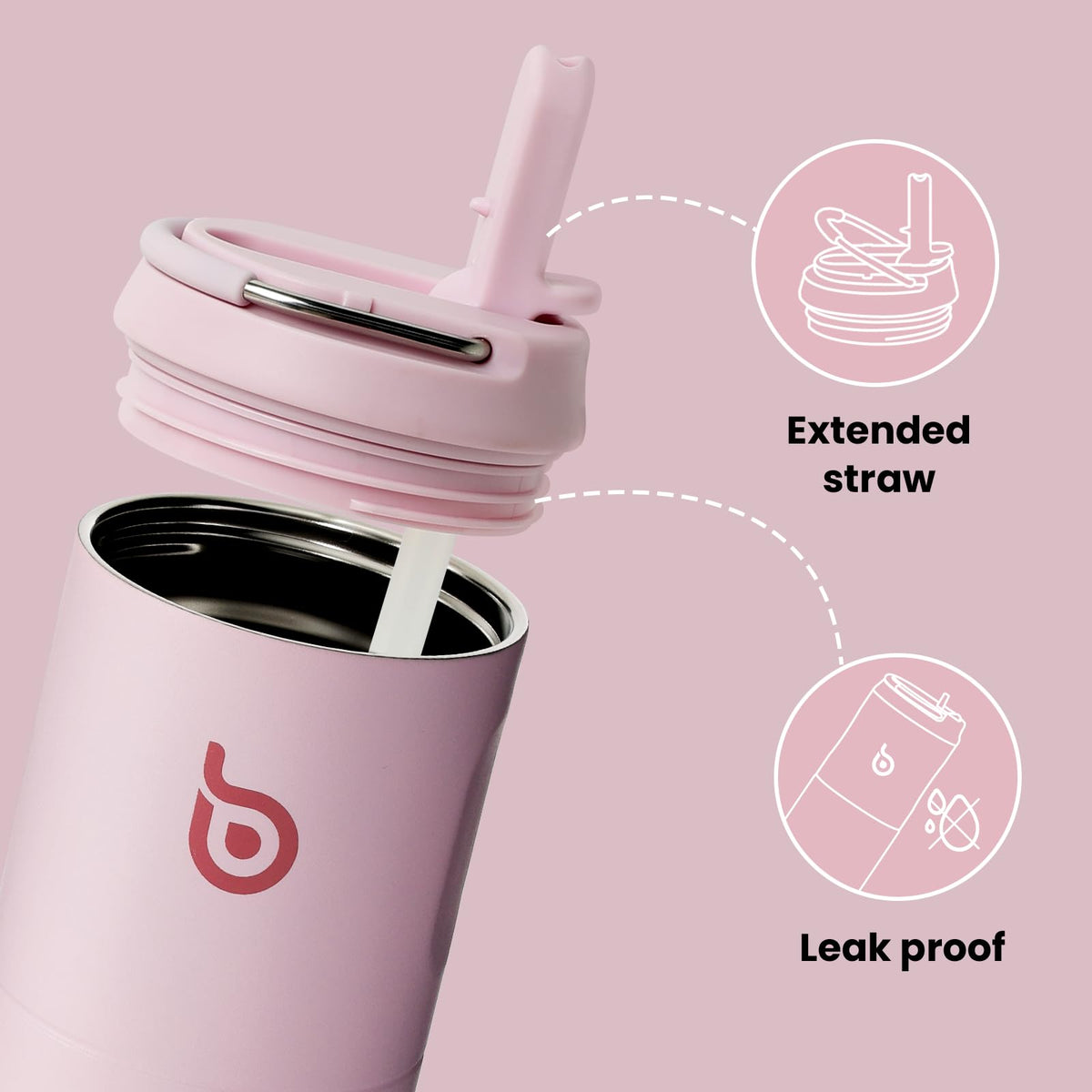 Bottle Bottle Stainless Steel Water Bottle 700ml with Straw and Lid Sports Insulated Metal Water Bottles with Handle(Black)