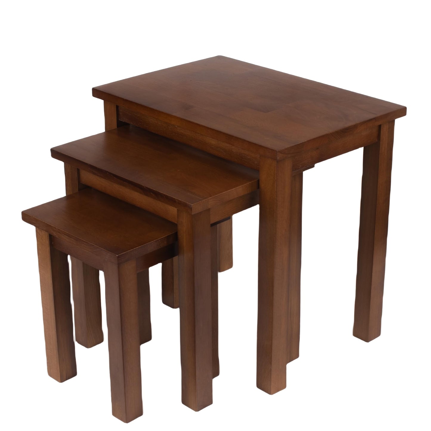 Oak 3 Nest of Tables, Solid Wooden Nesting Tables, Wooden Table Lamp, Plant Table, Multifunctional Nested Coffee Table, Side Tables for Living Room