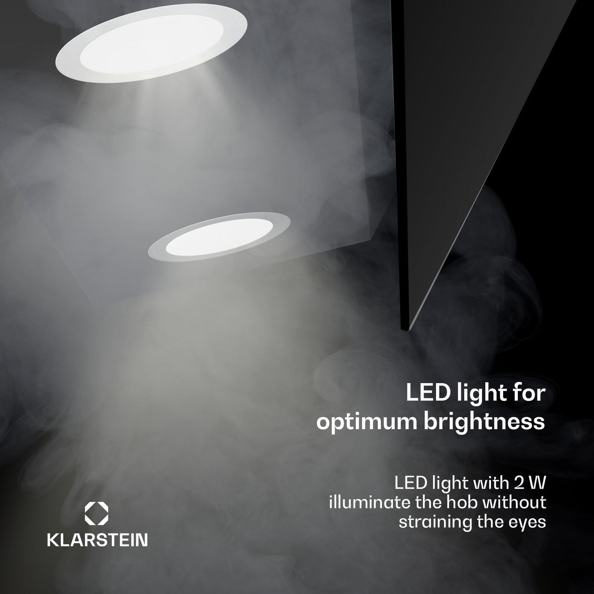 Klarstein Alina 90 Angled Cooker Hood - 615m³/h Air Flow, Touch Panel, LED Backlighting, Quiet 63dB, Energy Class A, 90cm Extractor Hood, Black