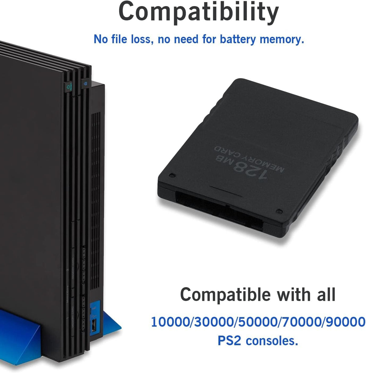 Mcbazel PS2 Memory Card 128MB, 128MB Memory Card for Playstation 2 PS2/Slim Game Console