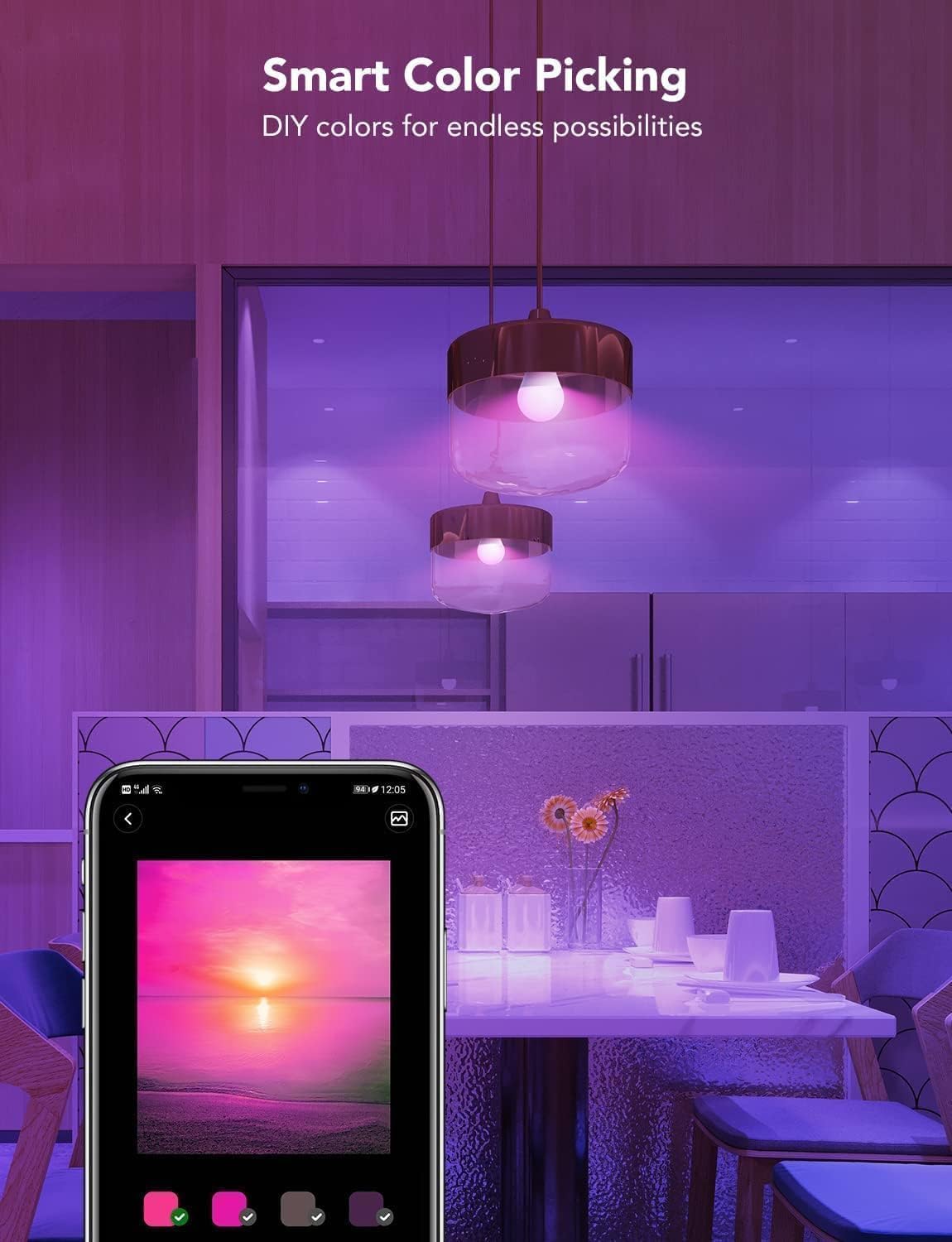 Govee RGBWW B22 Smart Bulb, 800LM, Music Sync, 54 Scenes, 2 Packs