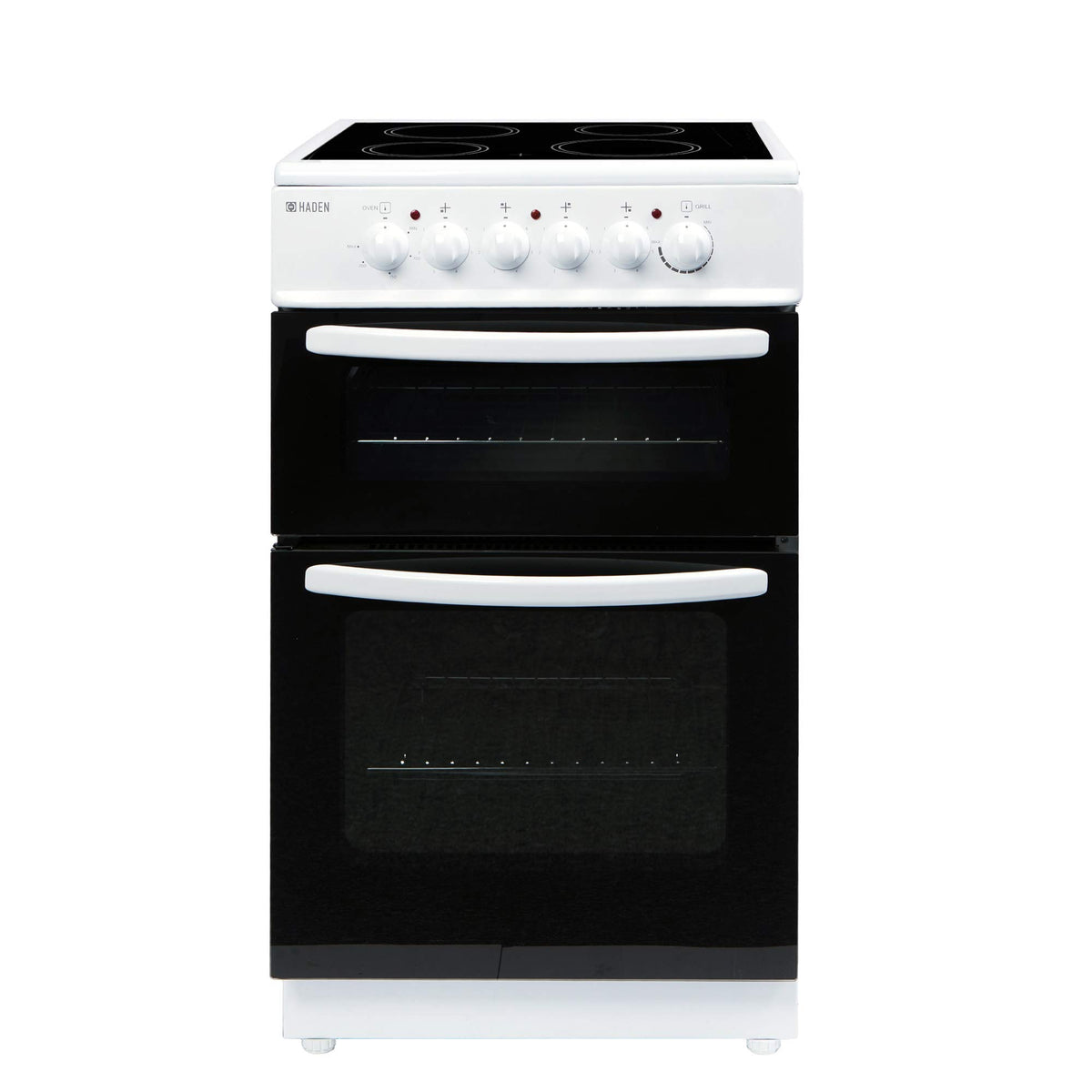 Haden Double Oven 50cm Electric Cooker 4 Zone Ceramic Hob White
