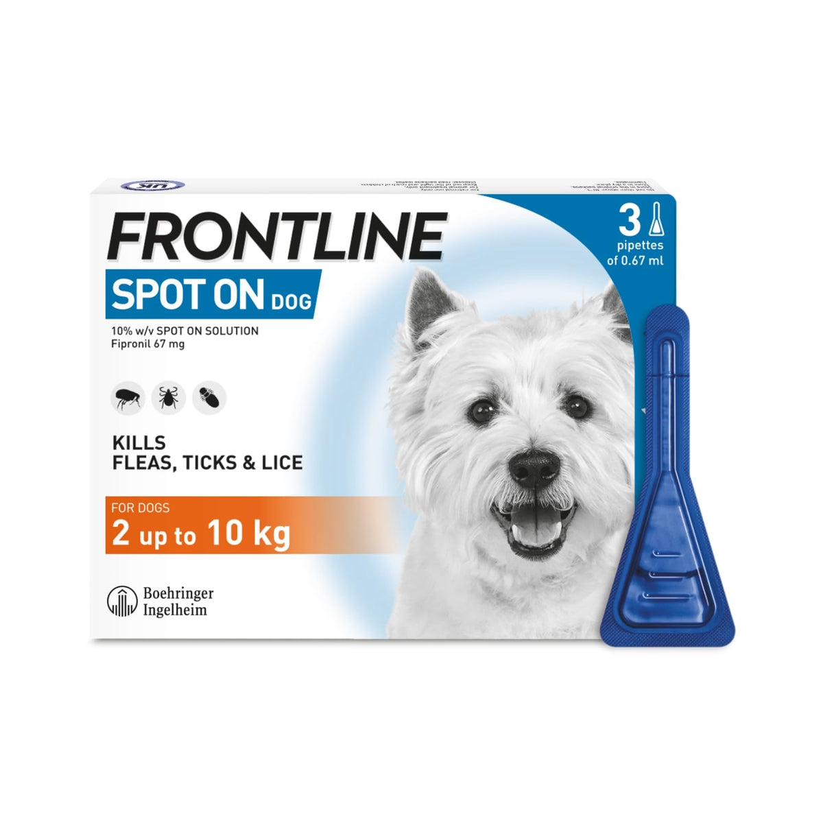 FRONTLINE Spot On Flea & Tick Treatment for Large Dog (20-40kg) 3 Pipettes