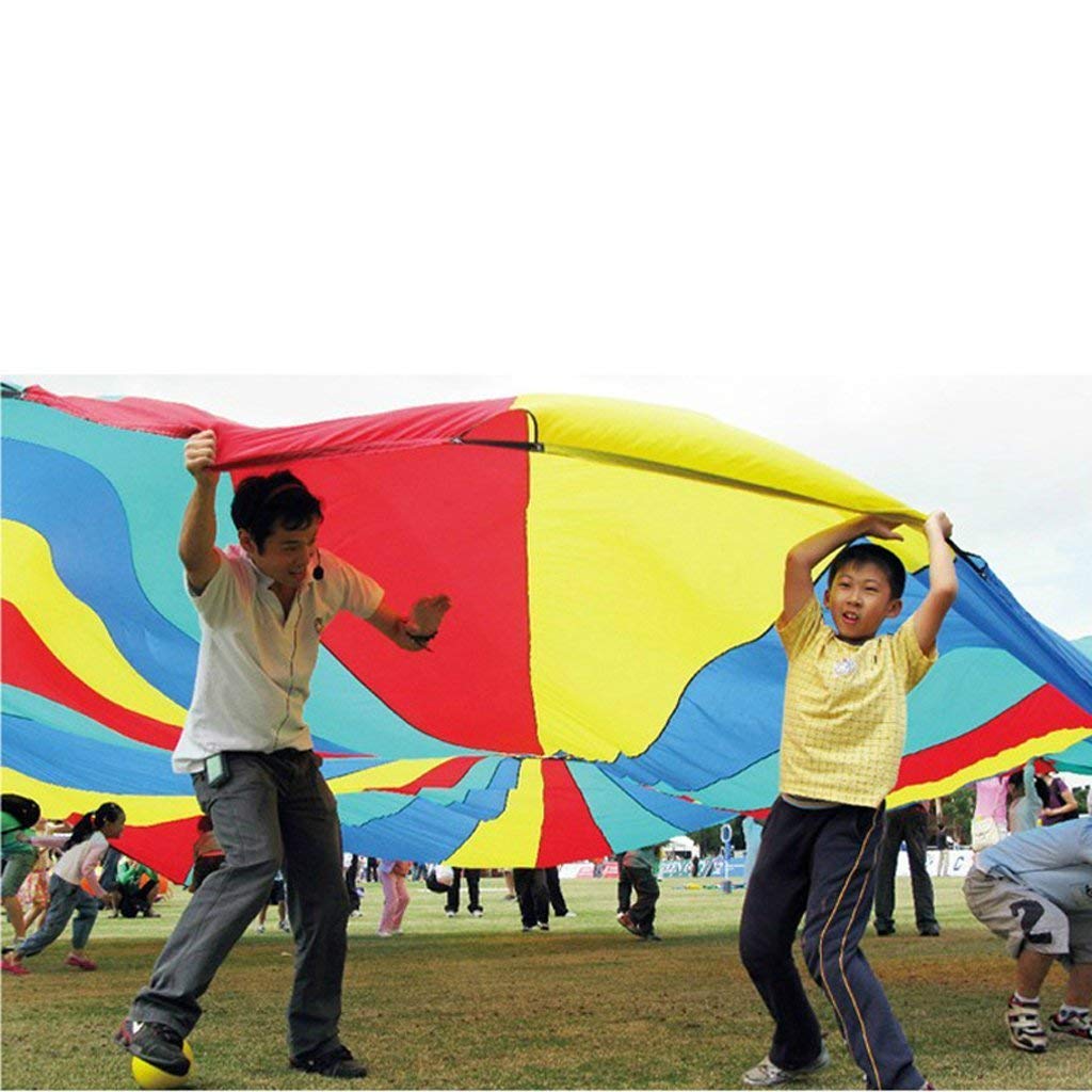 GSi Kids Play Parachute Rainbow Parachute Toy Tent Game for Kids Gymnastics Cooperative Play and Outdoor Playground Activities (6 Feet)