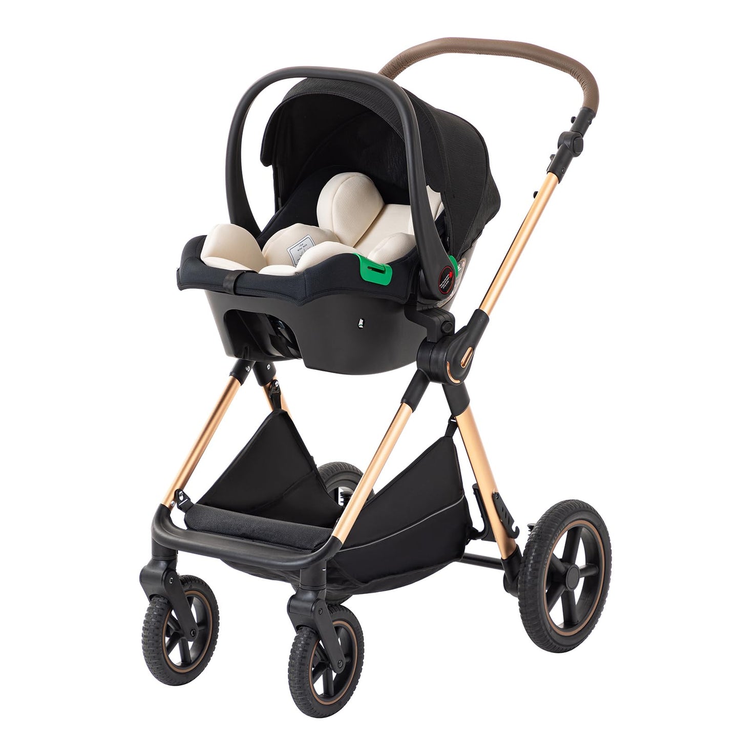 BEBBY Stroller 3-in-1 Baby 3 in 1 with Seat with Foldable Aluminium Frame, Compact Stroller with Adjustable Armrests, Combined Strollers,High Landscape Travel Pushchair (gen-H9-PINK, H9)