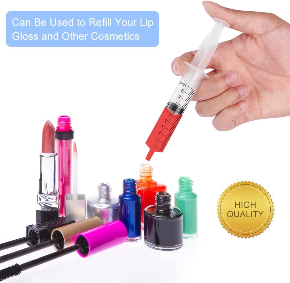 OFFCUP Plastic Syringes, 8pcs No Needle Syringe, 10ml Liquid Measuring Syringe with Luer Slip Tip for Refilling and Measuring Liquids, Scientific Labs Experiment, Feeding Pets (No Needle)
