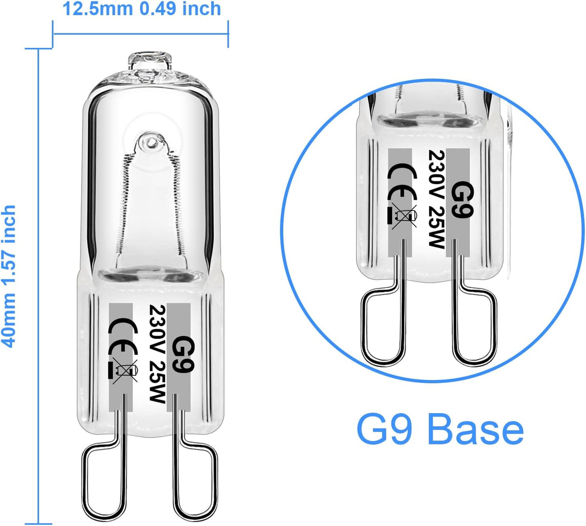 WeshLMPO G9 Halogen Bulbs 25W G9 Bulb Warm White 230V Dimmable for Oven 300 Degrees 12 Pcs