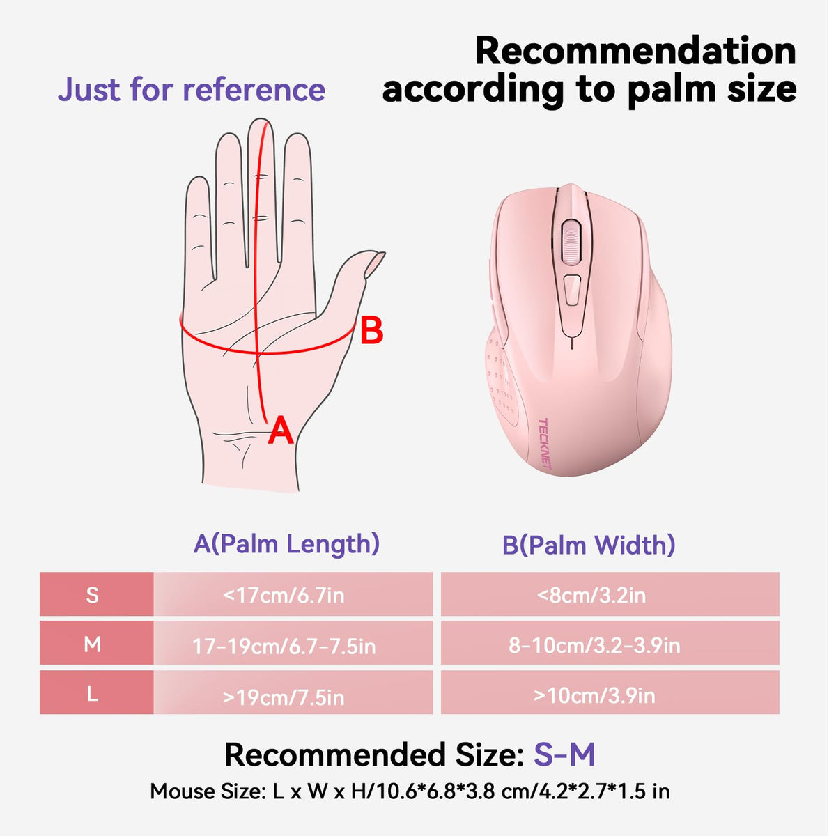 TECKNET Bluetooth Mouse, Rechargeable Bluetooth Wireless Mouse
