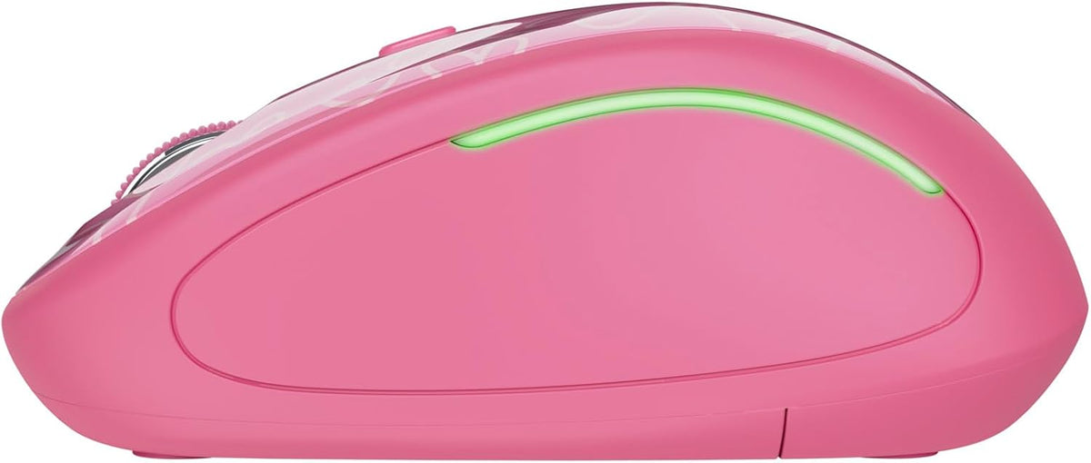 Trust Yvi FX Wireless Mouse with LED Illumination, USB Micro Receiver, RF 2.4 GHz, 800/1600 DPI, Ambidextrous, 8 m Range, Computer Mouse for Laptop, PC and Mac - Pink