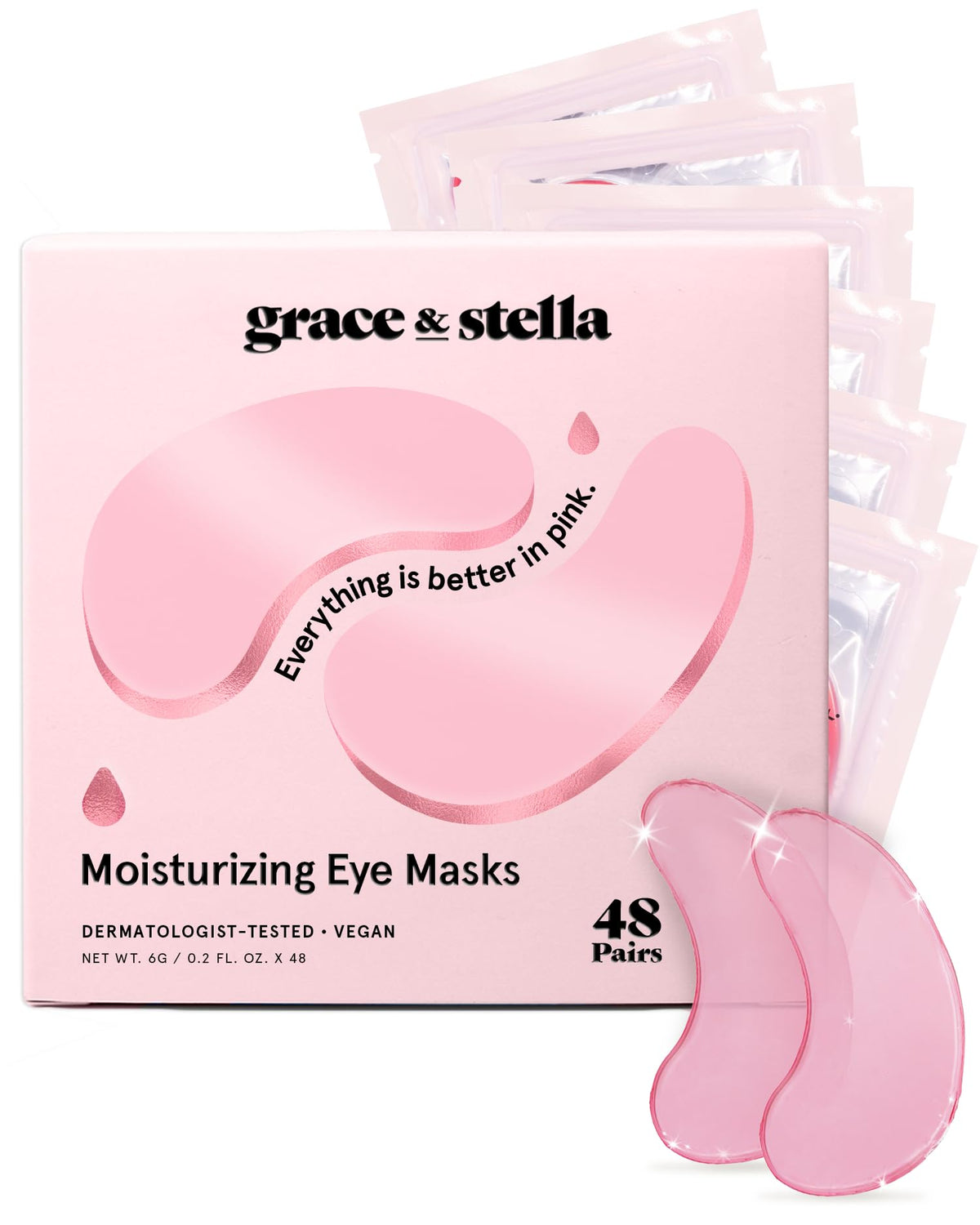 grace & stella Award Winning Under Eye Patches for Dark Circles - Illuminating Under Eye Masks for Puffy Eyes - Undereye Gel Patches with Niacinamide - Vegan - Gifts for Sisters (6 Pairs, Blue)