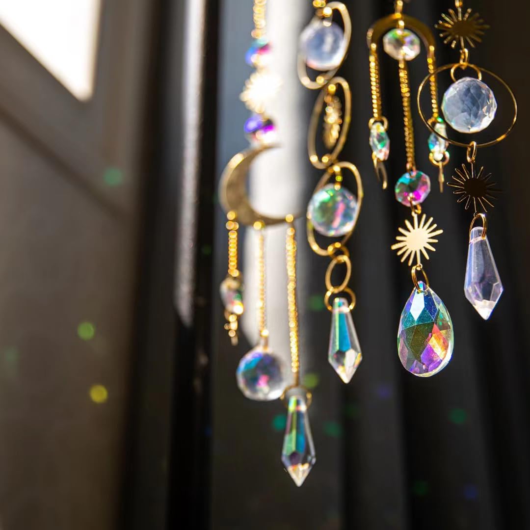 240PCS DIY Sun Catchers Making Kits for Adults, Crystal Suncatchers Kit with Colourful Prism Pearl Rainbow Maker for Windows, Hanging, Indoor, Outdoor, Garden Decor (Silver)
