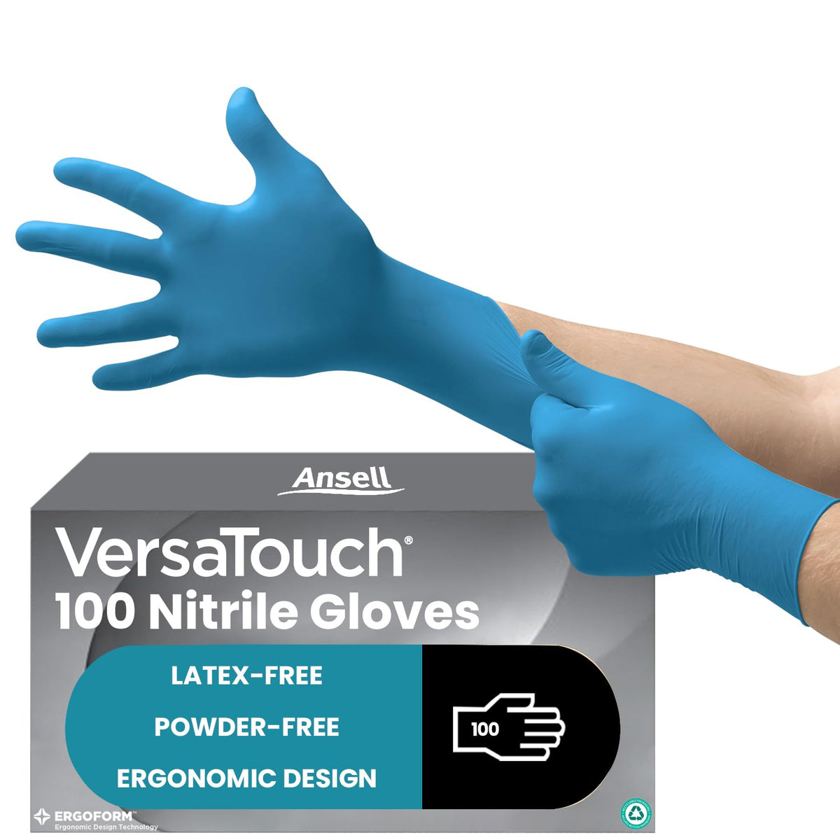 Ansell Microflex 93-732, Multipurpose Nitrile Disposable Gloves for Precise Handling and Mechanical Tasks, Latex Free, Powder-Free, Size M (100 Pieces)