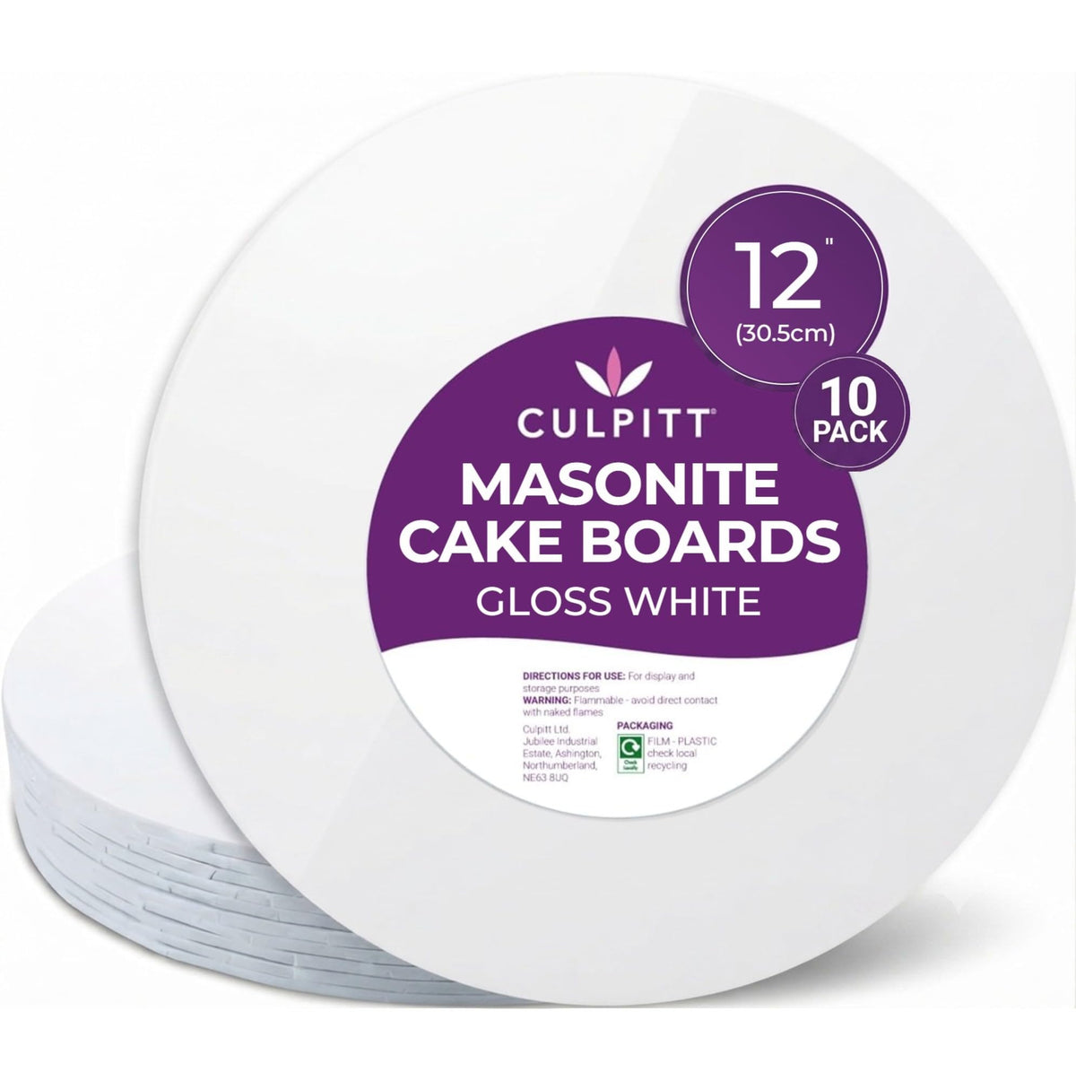 Culpitt Black 10" Masonite Cake Board | Extra Strong, Round, 5mm Thick