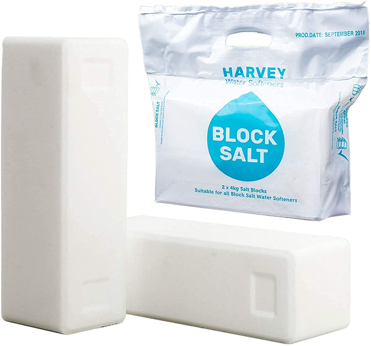 Harvey Block Salt for Water Softeners | Original Pure Grade A Food Quality Salt | 3 Bags, Securely Boxed | Each Bag Contains 2 Blocks | Efficient Softening Solution