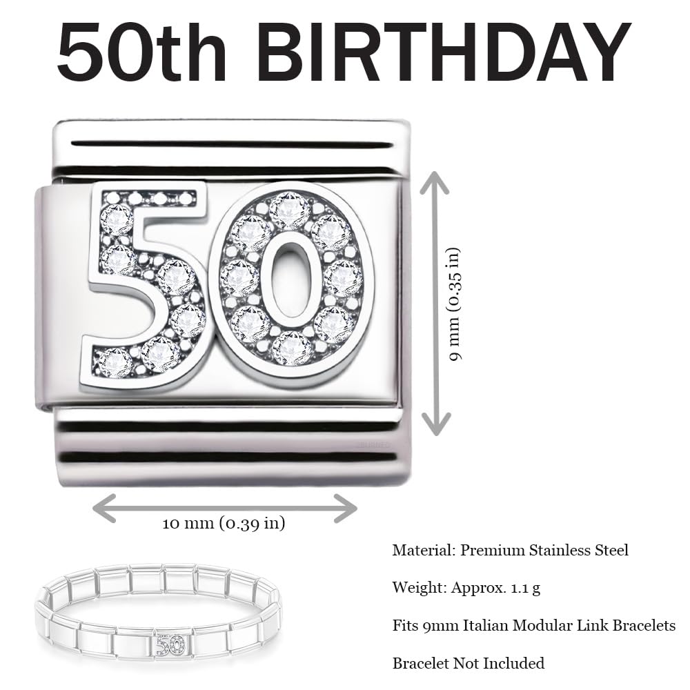 Italian Charm Link Number Birthday Milestones fit 9mm bracelet