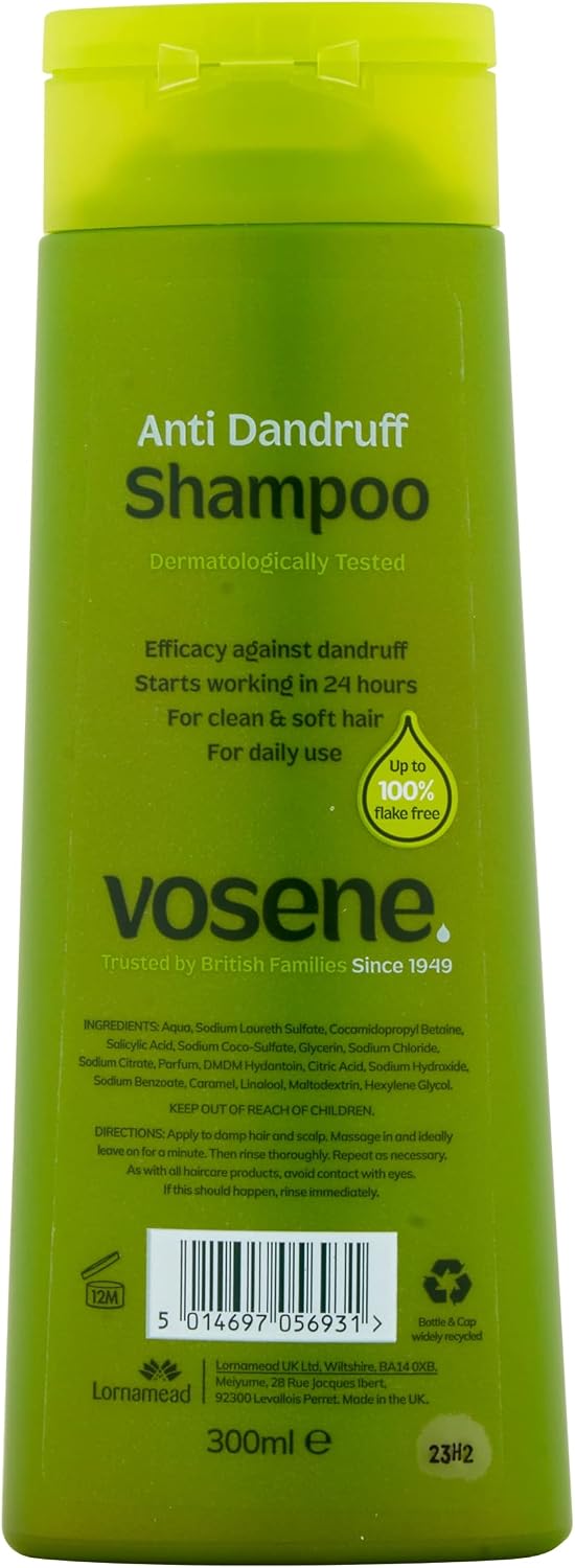 Vosene Anti-Dandruff Shampoo 300ml Reduces Dandruff & Scalp Itch, Daily Use