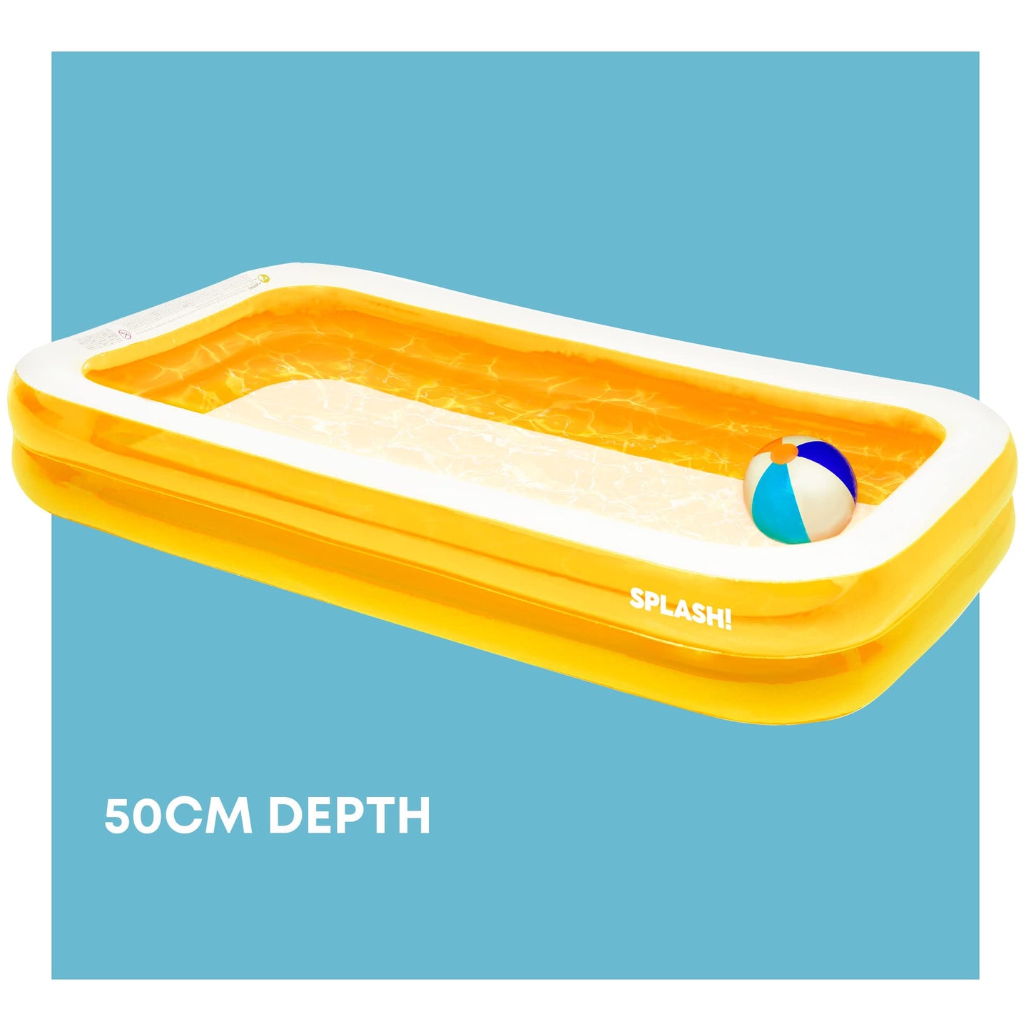 SPLASH! 8.5ft Rectangular Inflatable Swimming Pool — 780 Litre Capacity