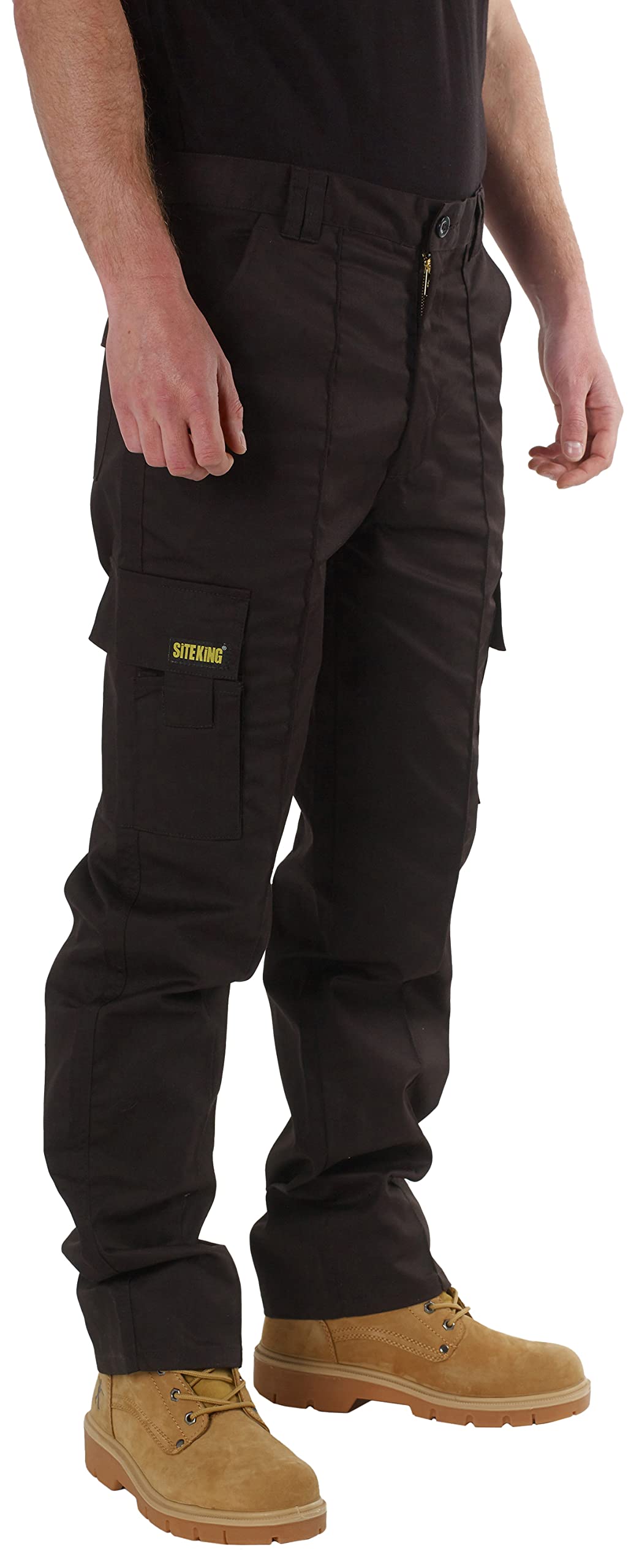 SITE KING Mens Cargo Combat Work Trousers, Sizes 28 to 56 Button & Zip Fly