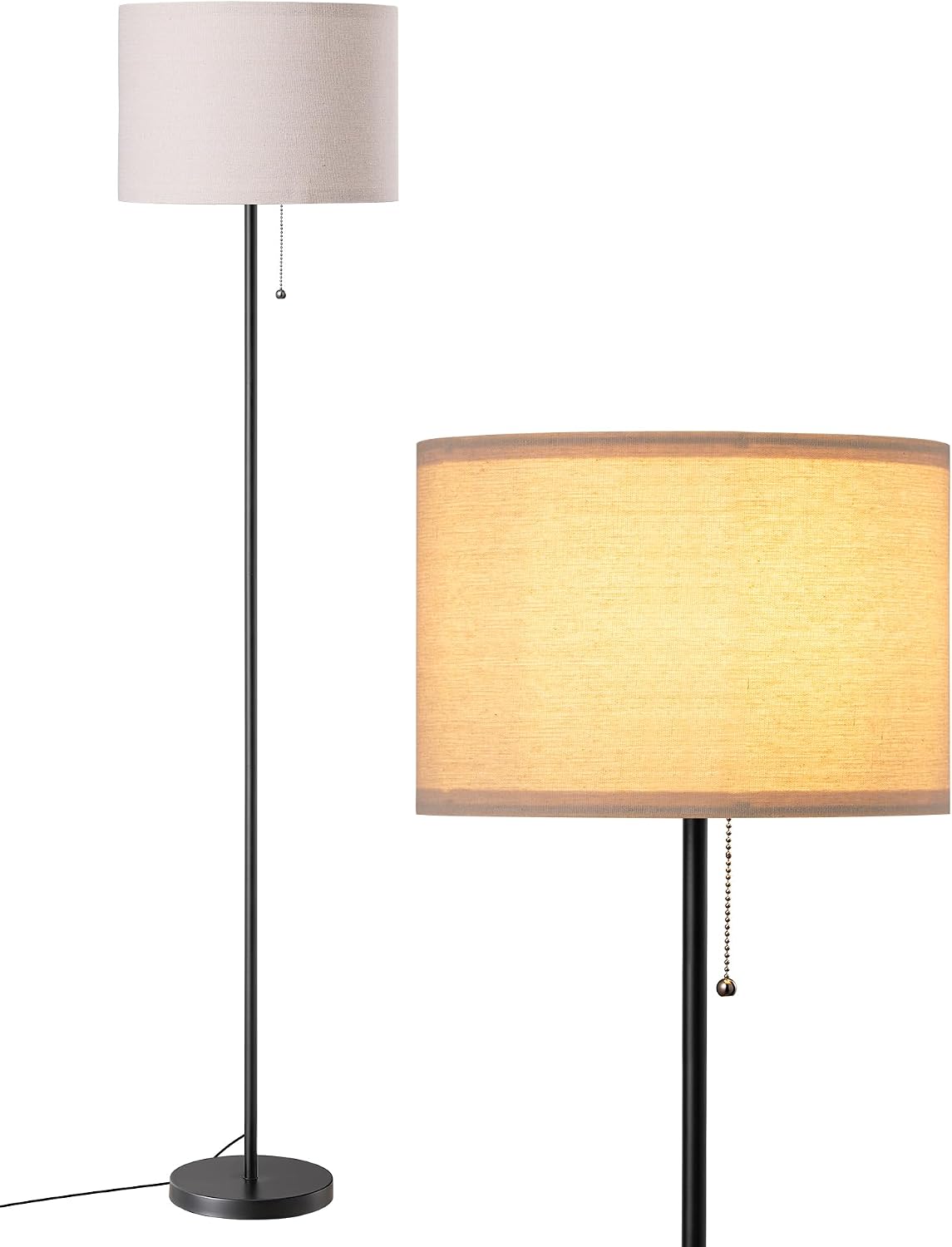 EDISHINE 57'' Modern Floor Lamp with Linen Shade, 2700K LED Bulb Included