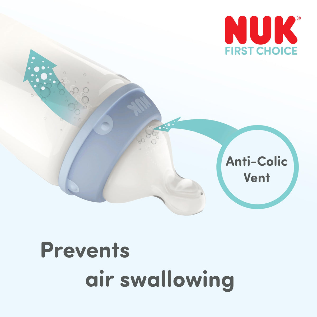 NUK First Choice+ Baby Bottles Set | 0-6 Months | Temperature Control | Anti Colic Vent | 300 ml | BPA-Free | Silicone Teat | 3 Count | Safari