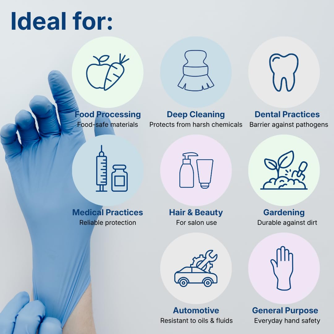 ABENA Pink Disposable Nitrile Gloves, Large, Pack of 100, Powder Free, Latex Free, Examination Gloves for Cleaning, Food Prep, Beauty, Medical & Hygiene, Strong Single Use Protective Gloves