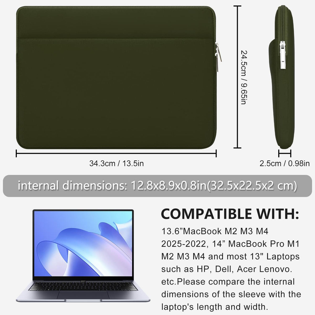 Laptop Case Compatible with 15 to 16 Inch MacBook HP Acer Asus Notebook with Zip Accessory Bag Padded Laptop Sleeve Case Protective for 15 to 16 Inch Laptop