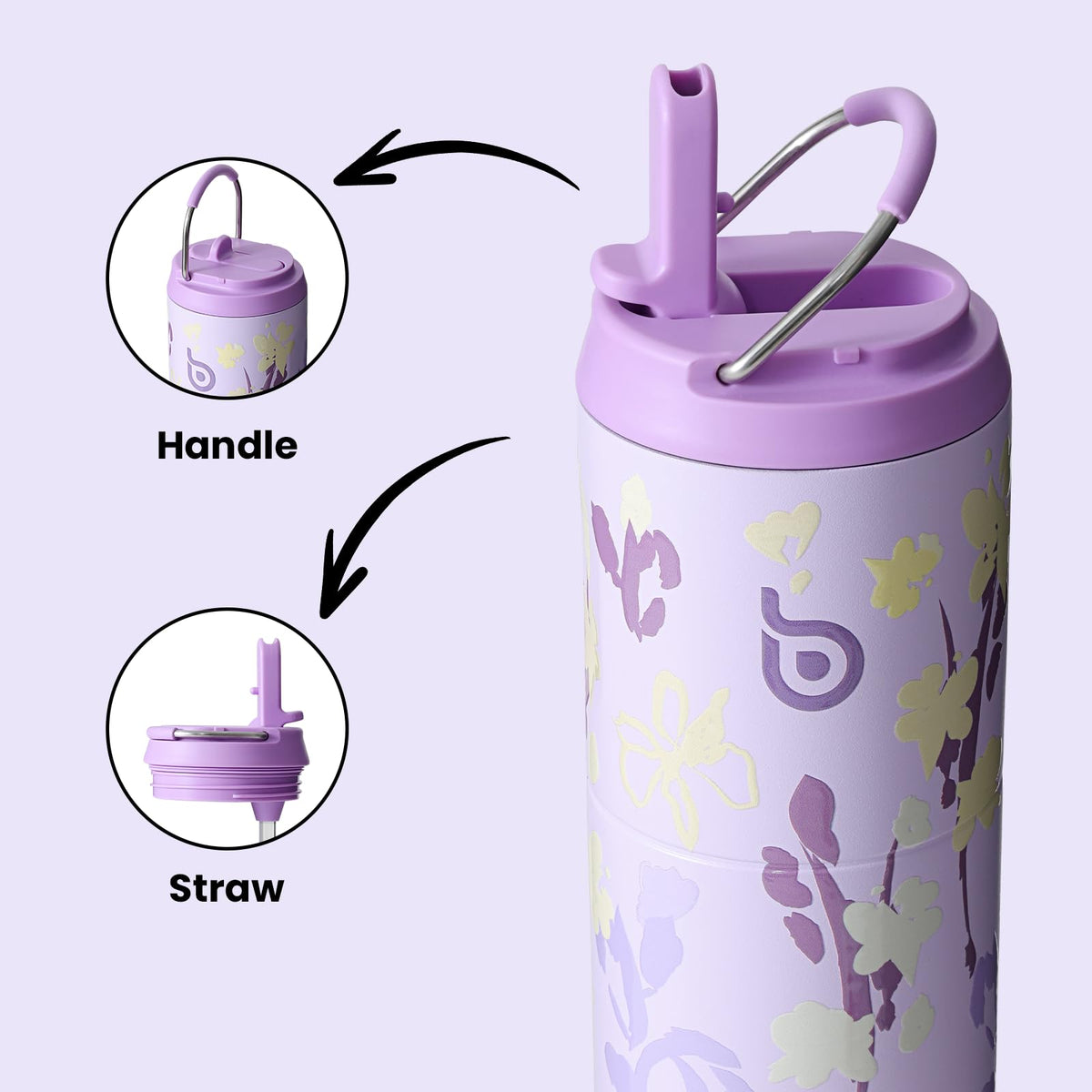 Bottle Bottle Stainless Steel Water Bottle 700ml with Straw and Lid Sports Insulated Metal Water Bottles with Handle(Black)