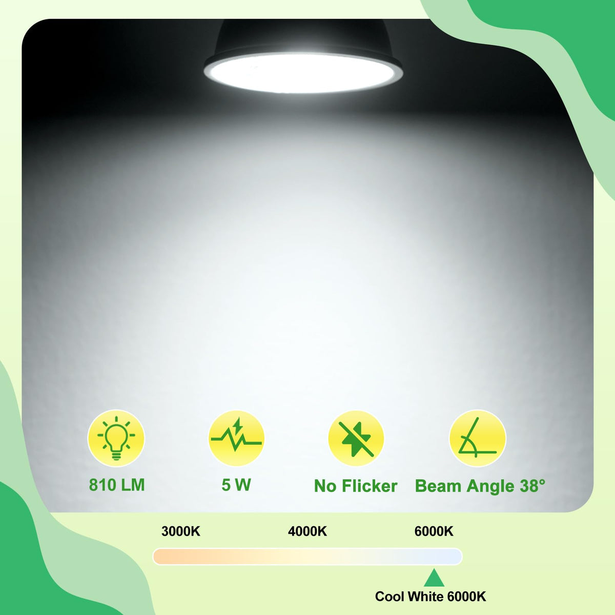 GU10 Led Bulbs Natural White 4000K, 5W Spotlight Light Bulb, 810LM Energy Saving LED Bulb, (50W Equivalent), Non-Flicker, Non-Dimmable, for Home Lighting, 10 Pack [Energy Class C]