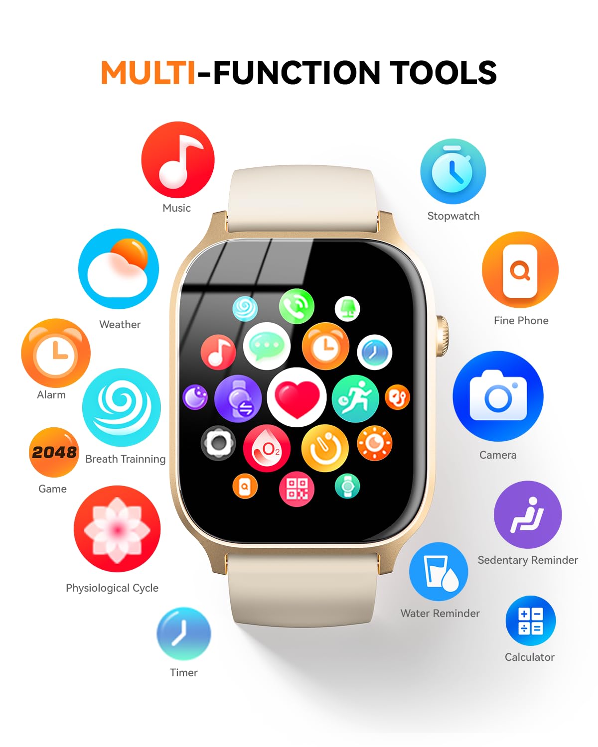 Smart Watch for Men Women- Answer/Make Call, 2024 IP68 Waterproof Fitness Tracker Watch with Sleep Step Counter Activity Smartwatch for Samsung Android iPhone iOS (Black-Blue, 1.83)