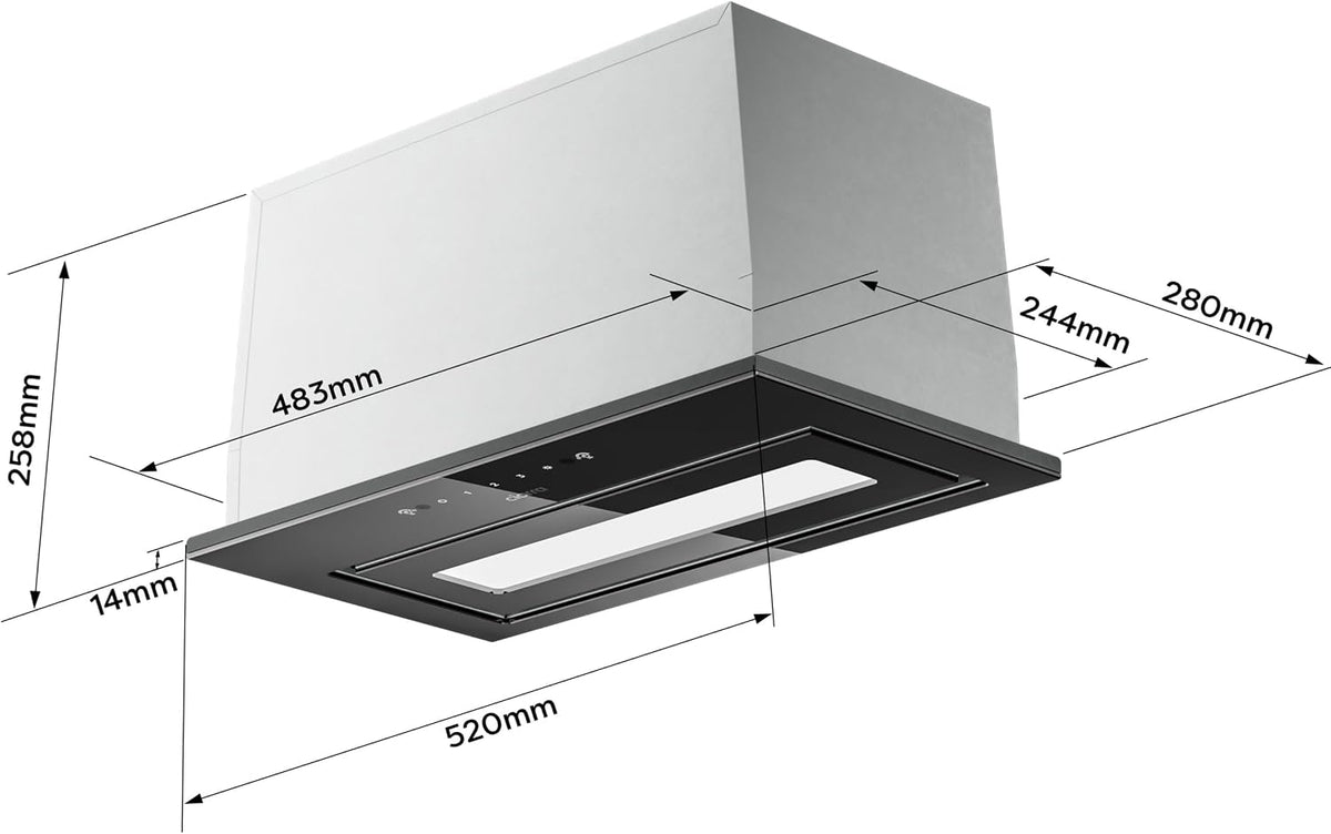 CIARRA 52cm Integrated Cooker Hood Black Wave/Touch Control CBCB5931B
