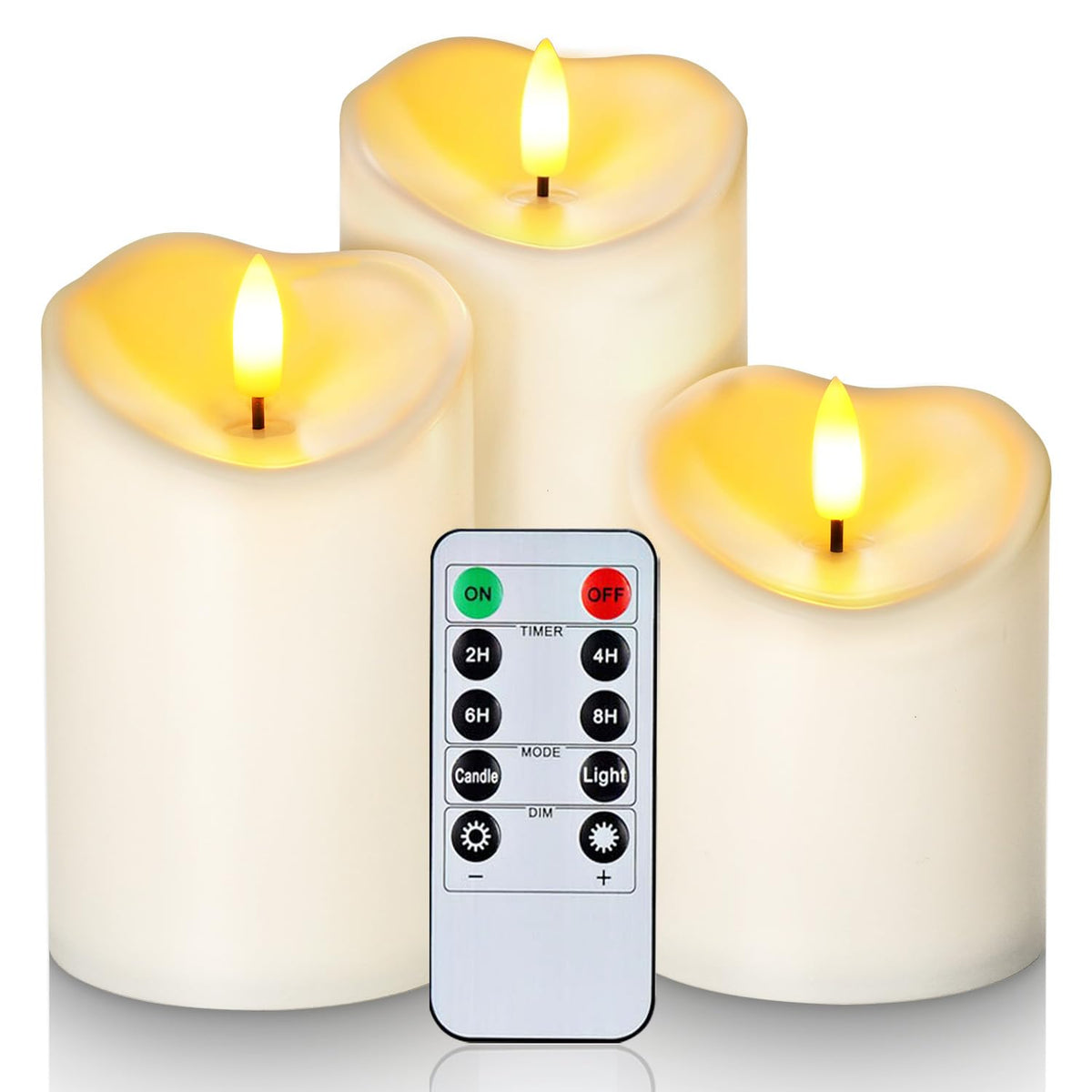 Homemory Outdoor Waterproof Flameless Candles, Dark Ivory, Set of 2, D 3"