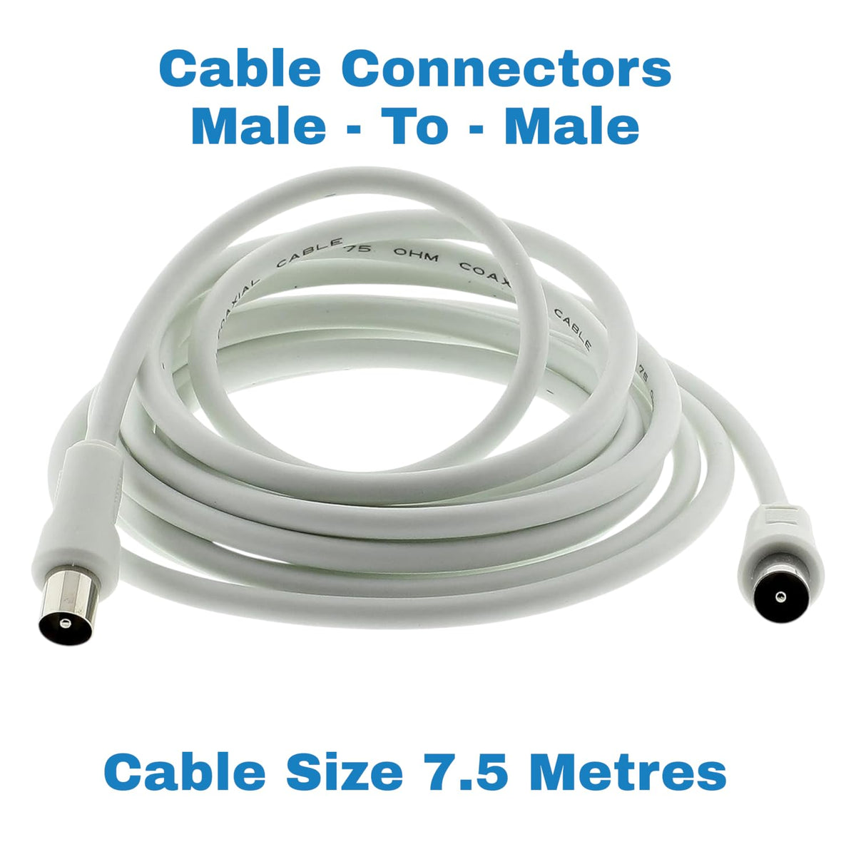 3C2V TV Coaxial Cable 8M - Nickel Plated RF Coax Extension Lead for Freesat, Aerial Socket, Freeview, Sat,DVD,VCR,SKY, Smart U-HD TV, Virgin, BT, Antenna Box, Y Splitter, Signal Booster 8.0 Meter
