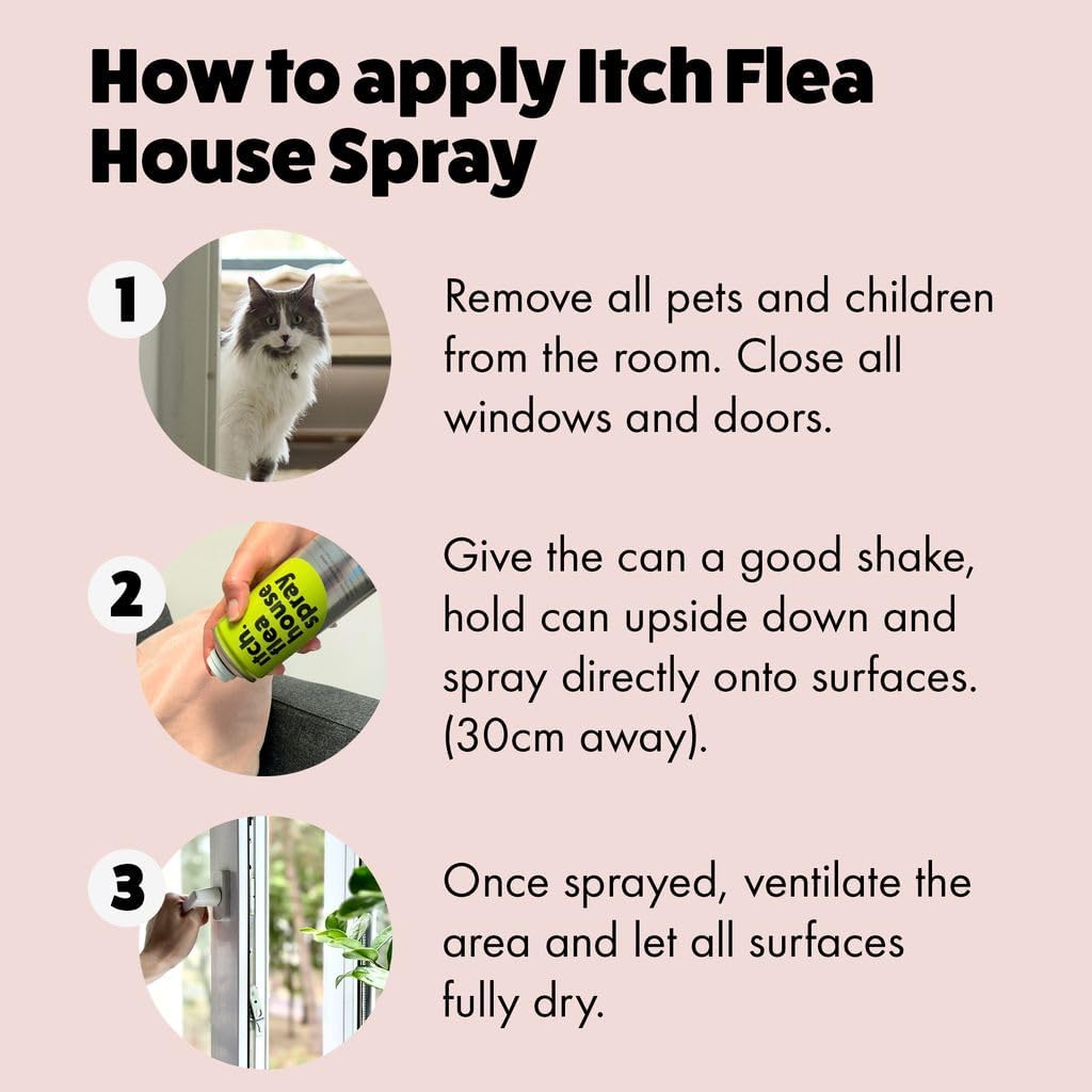 Itch - Flea & Tick Treatment for Cats & Household Flea Spray - Kills Fleas, Lice, Ticks, Eggs and Larvae - With Fipronil and S-Methoprene - Odourless 500ml Spray & Pack of 3 Pipettes