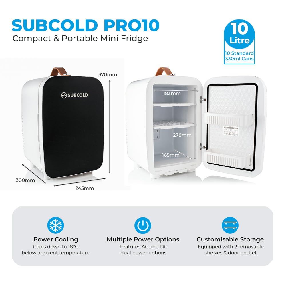 Subcold Pro4 Mini Fridge 4L, Quiet Small Fridge for Bedroom, AC & USB