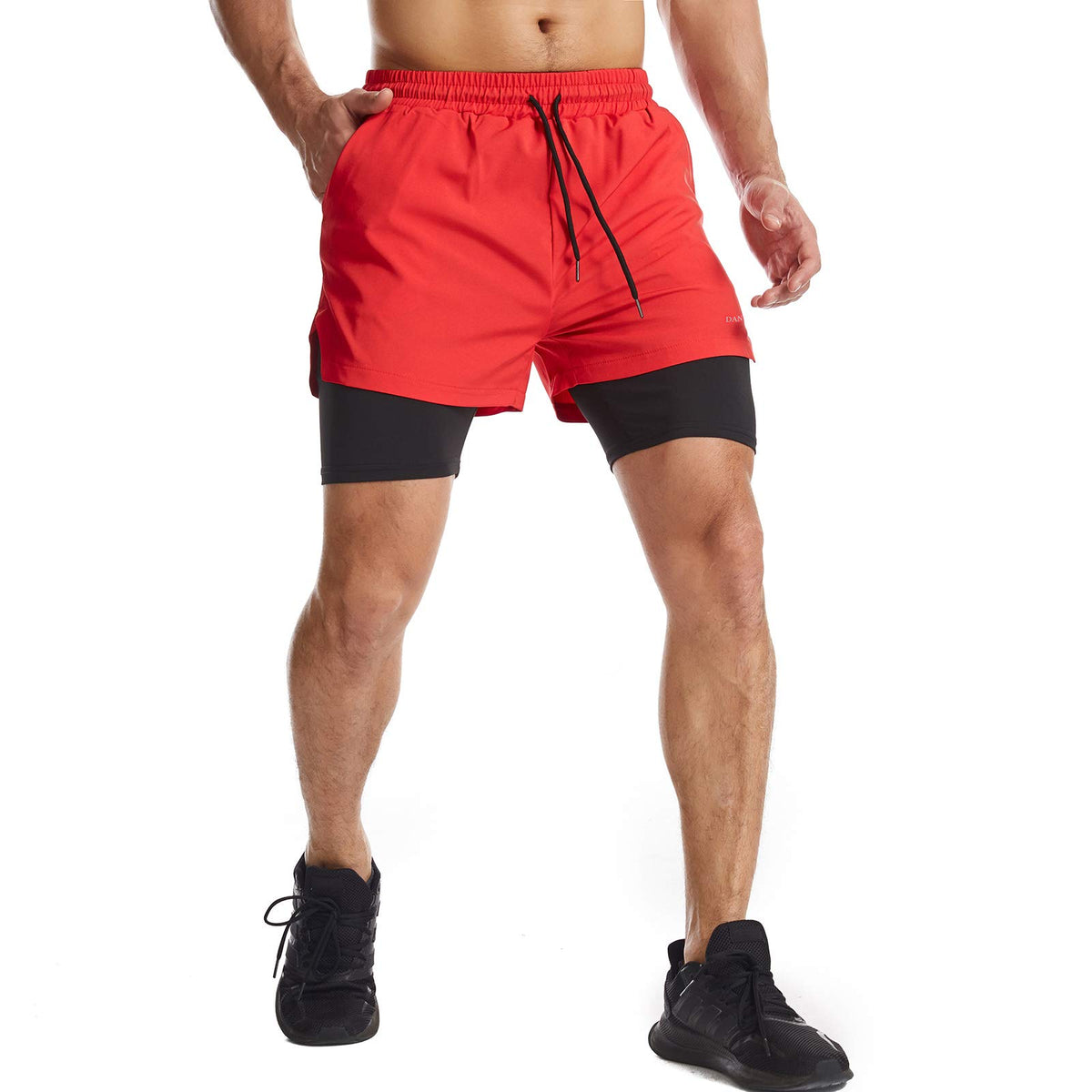 Mens Running Shorts Men's Gym Sports Short 2 in 1 with Phone Pocket Lightweight Quick Drying