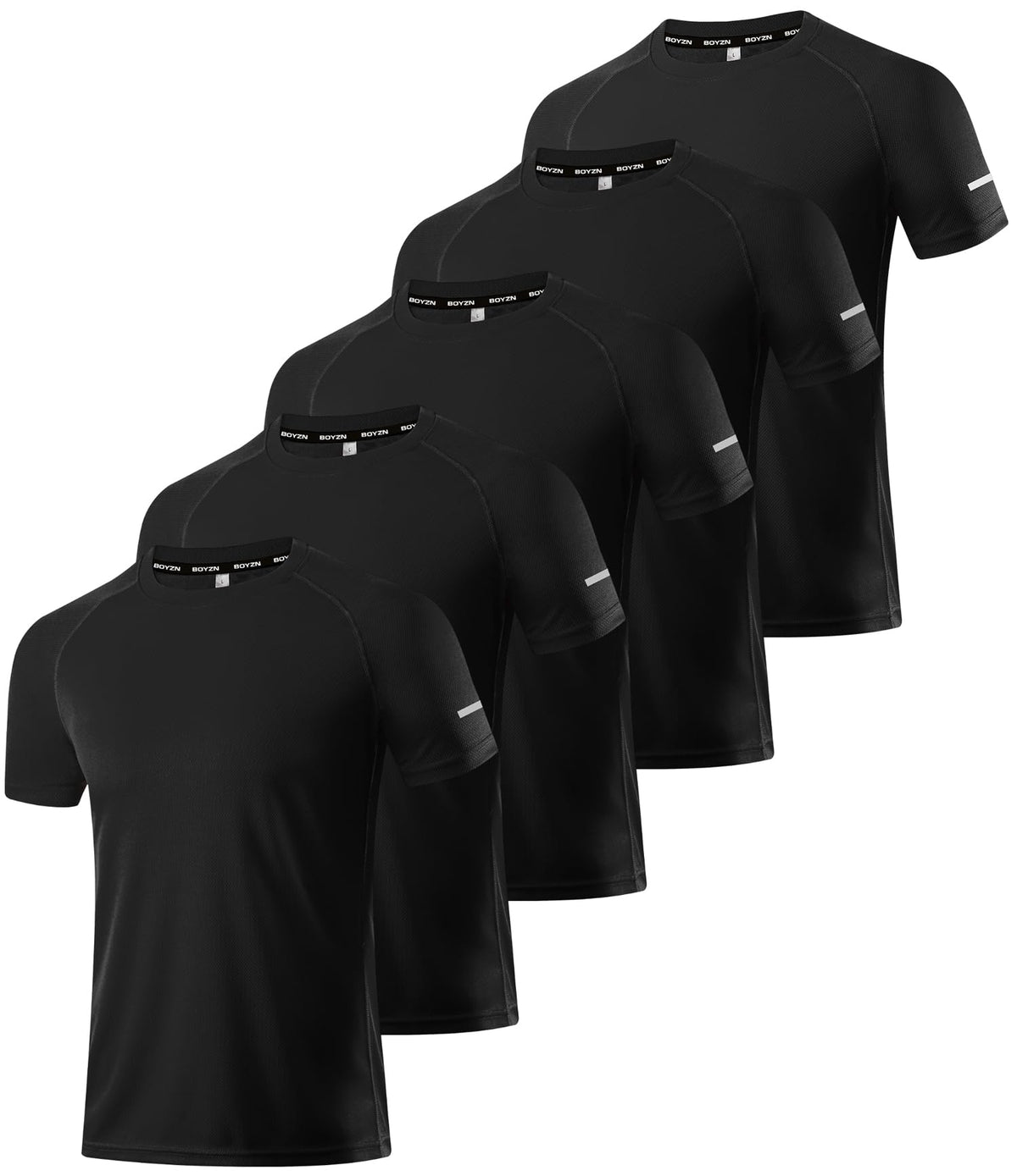 Boyzn 1, 3, 5 or 7 Pack Men's Workout Running Shirts, Dry Fit Moisture Wicking T-Shirt, Gym Athletic Short Sleeve Tee Shirts