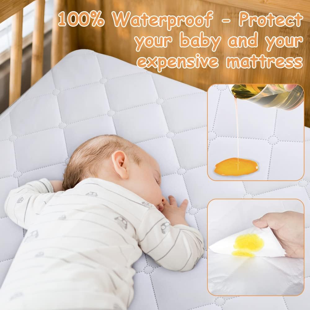 Yoofoss Waterproof Mattress Cover - Fitted Crib Mattress Protector - Hypoallergenic Baby Bed Sheet (60 X 120CM)