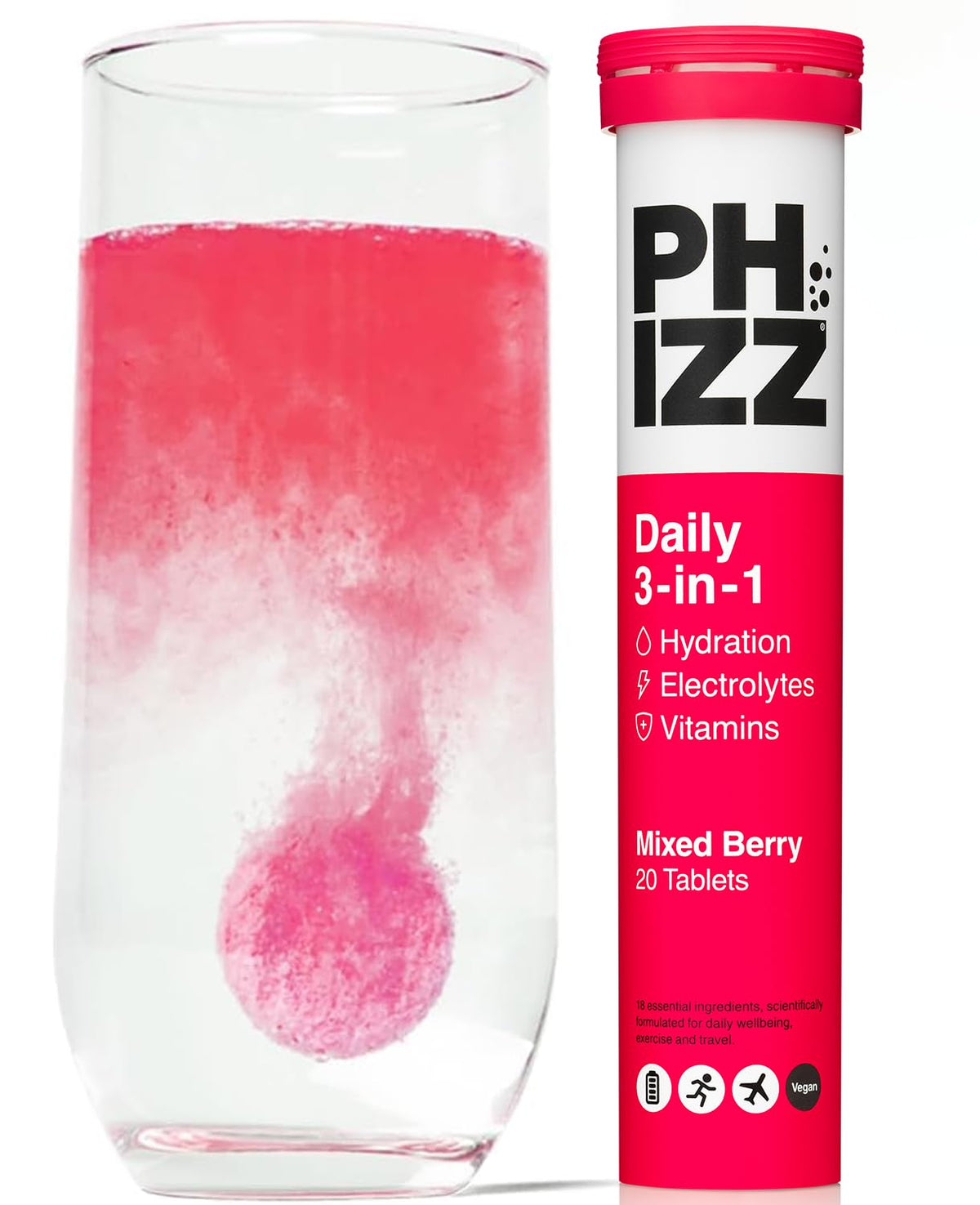 Phizz Electrolytes, Multivitamin & Hydration Tablets - 60 Effervescent Rehydration Electrolyte Tablets - 18 Vitamins & Minerals, Vitamin C, Vegan, Vegetarian & Low Calorie (Lemon, 60 Tablet)