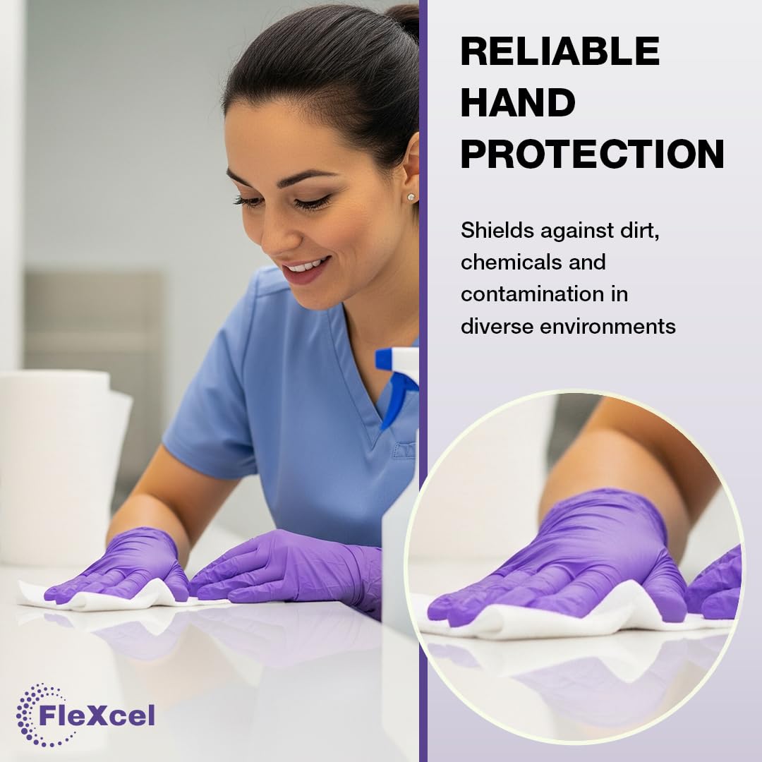 Powder Free Nitrile Gloves - Medical-Grade, Latex-Free, Food Safe (Box of 100)