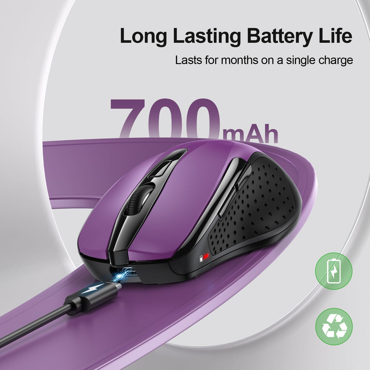 TECKNET Bluetooth Mouse, Rechargeable Bluetooth Wireless Mouse