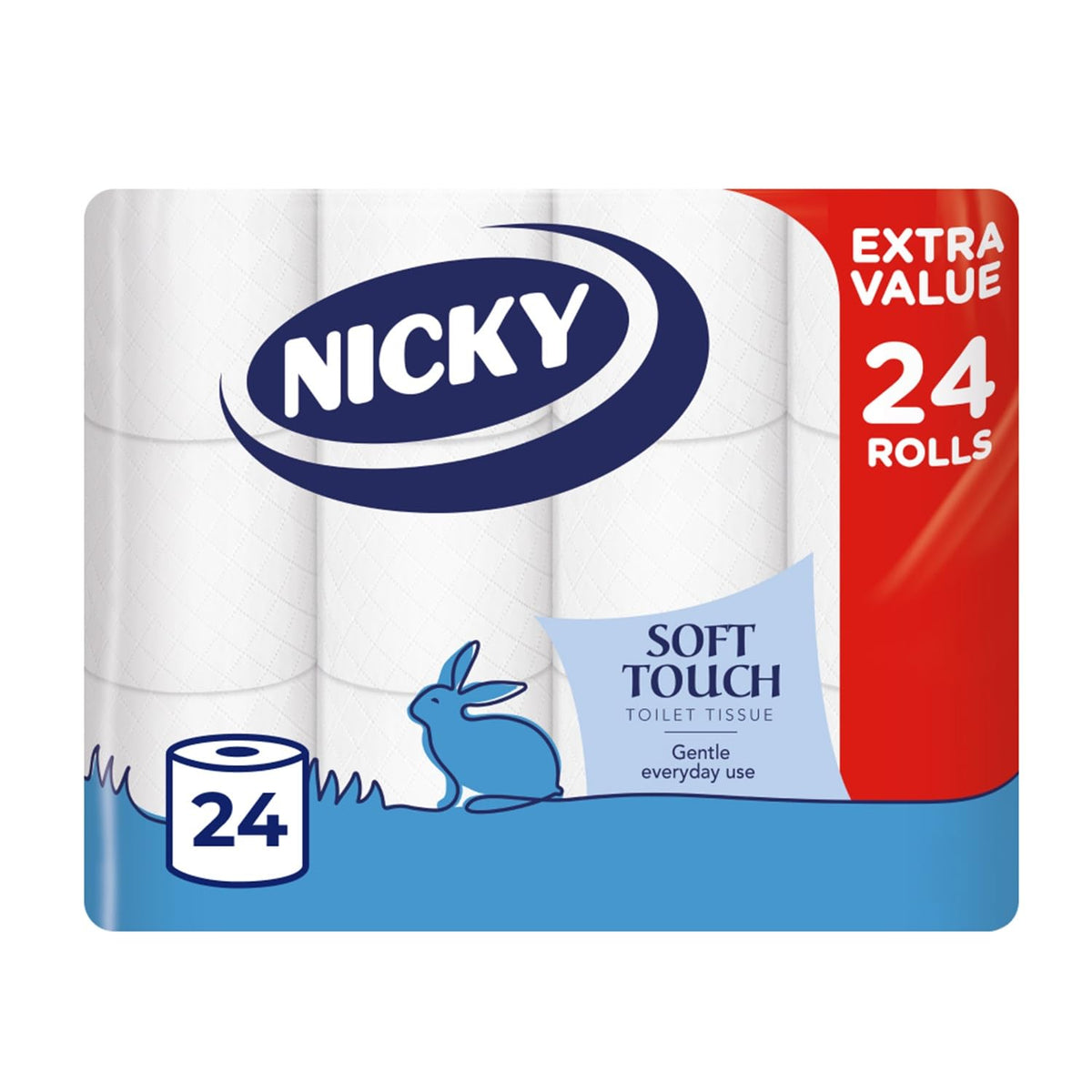 Nicky Soft Touch, 16 Rolls of Toilet Tissue, 2-Ply
