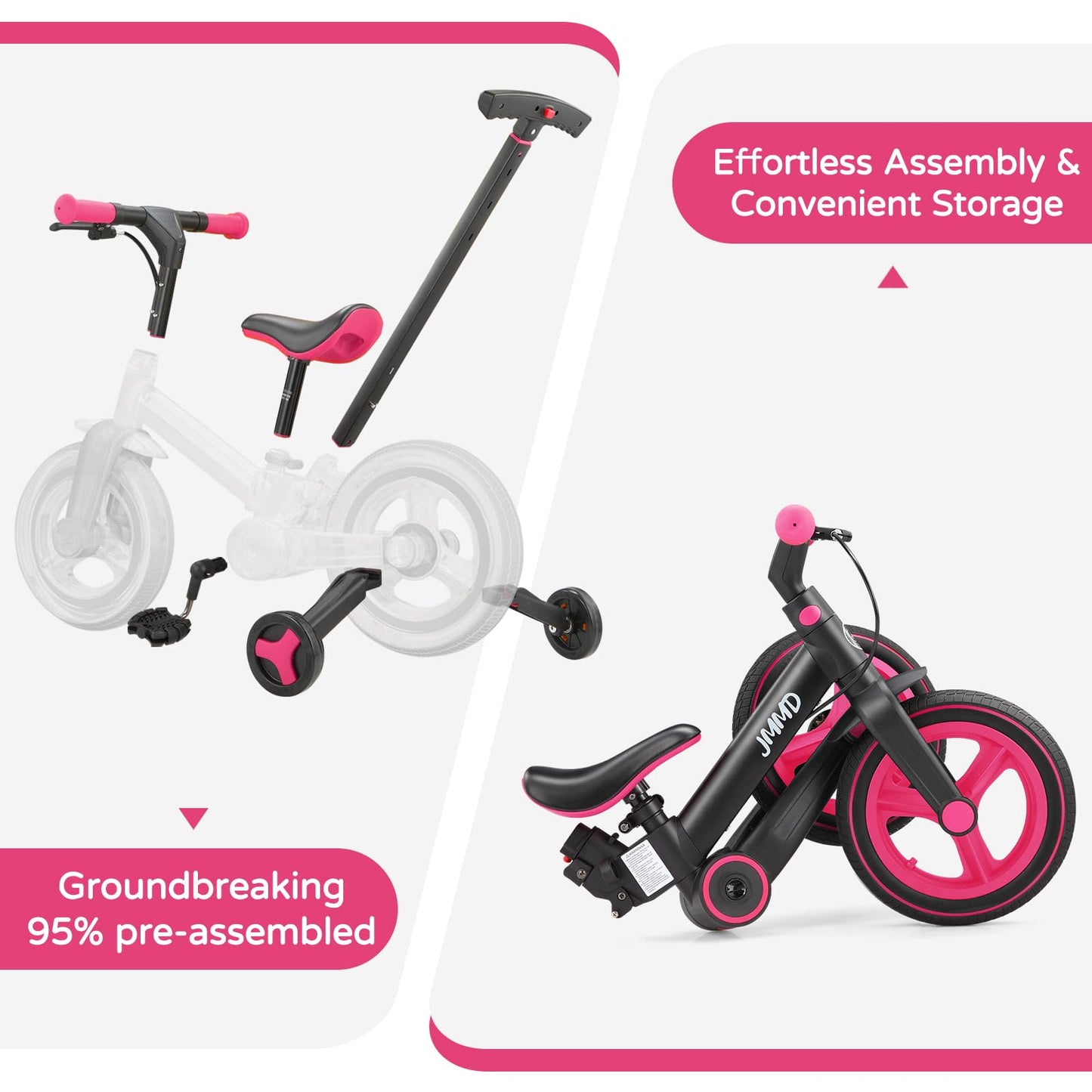 JMMD 6-in-1 Convertible Toddler Balance Bike to Pedal Bike — Ages 18 Months to 5 Years