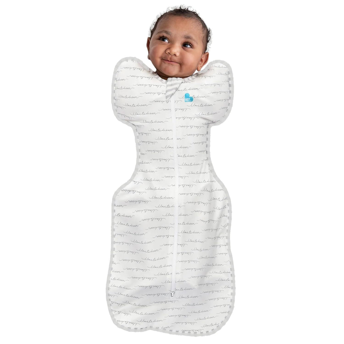 Love To Dream™ Swaddle UP™, Newborn 2.2-3.8 kg - Grey, Snug Fit, Supports Healthy Sleep Routine, 1.0 Tog - Ideal for 20-24°C Temperatures, Machine Washable Cotton & Double Zip for Easy Nappy Changes