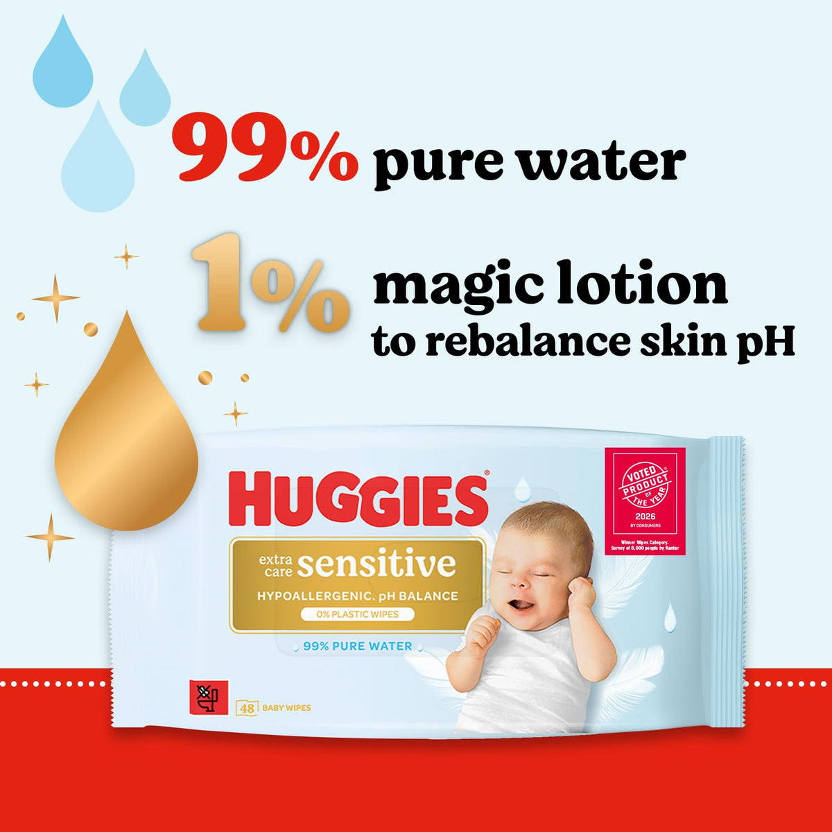 Huggies Natural Care Baby Wipes - Pack of 10 (480 Wipes) – Plastic Free Wet Wipes with Aloe Vera & Vitamin E, Hypoallergenic, Comfort and Soothe Baby's Delicate Skin