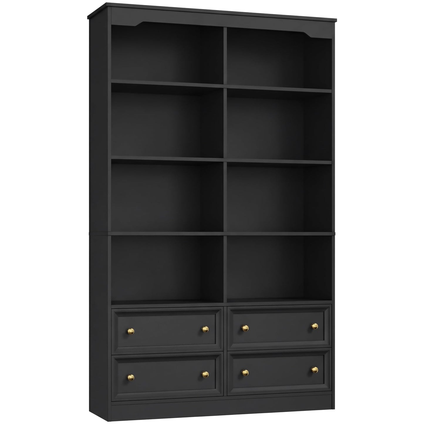 FirFurd Bookcase 180cm Tall Bookshelf with Drawers Living Room Bookcase 8 Open Compartments Free Standing Display Shelf Tall Shelving Unit for Home Office 180x100x30cm White