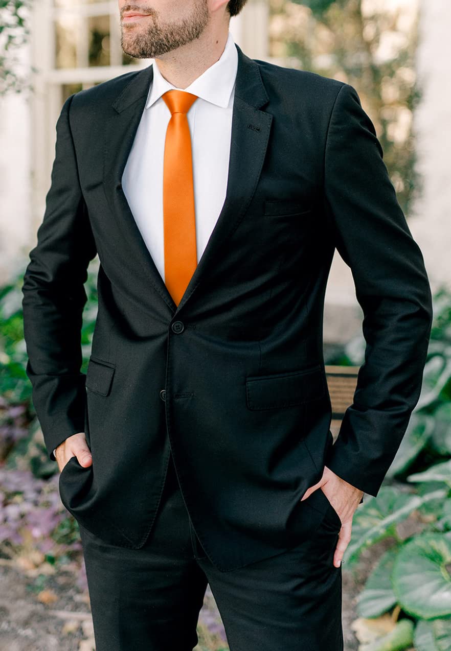 HISDERN Skinny Tie Solid Color 6cm Slim Ties for Men Wedding Classic Formal Business Necktie