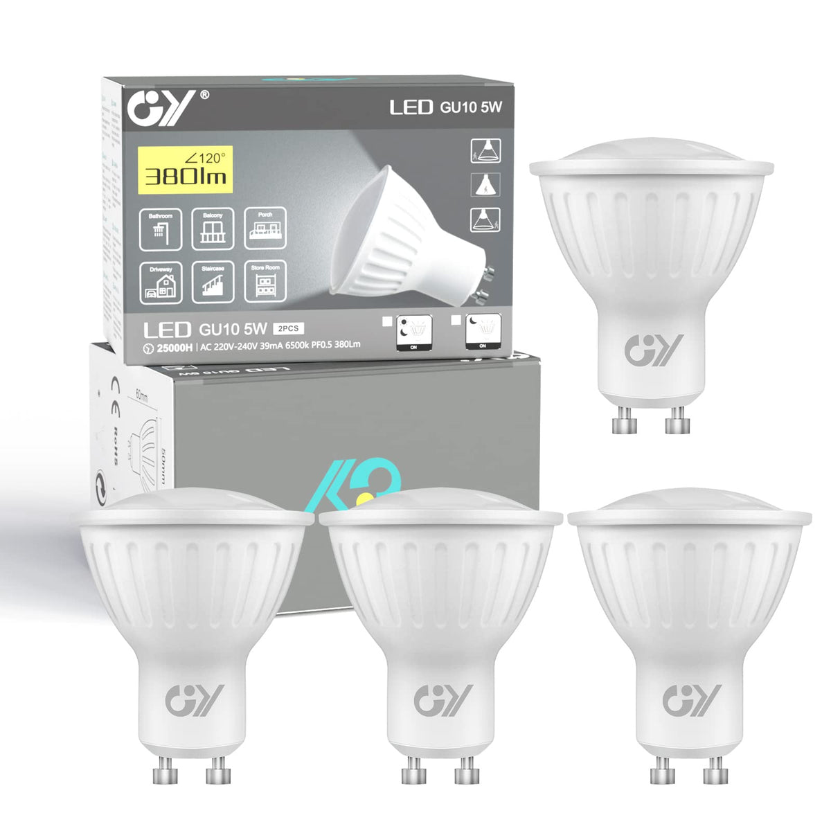 GY GU10 LED Bulbs Warm White 2700K,8W 800lm Energy Saving Light Bulbs,Equivalent to 80W 120° Wide Beam for Ceiling Non-dimmable,Pack of 12