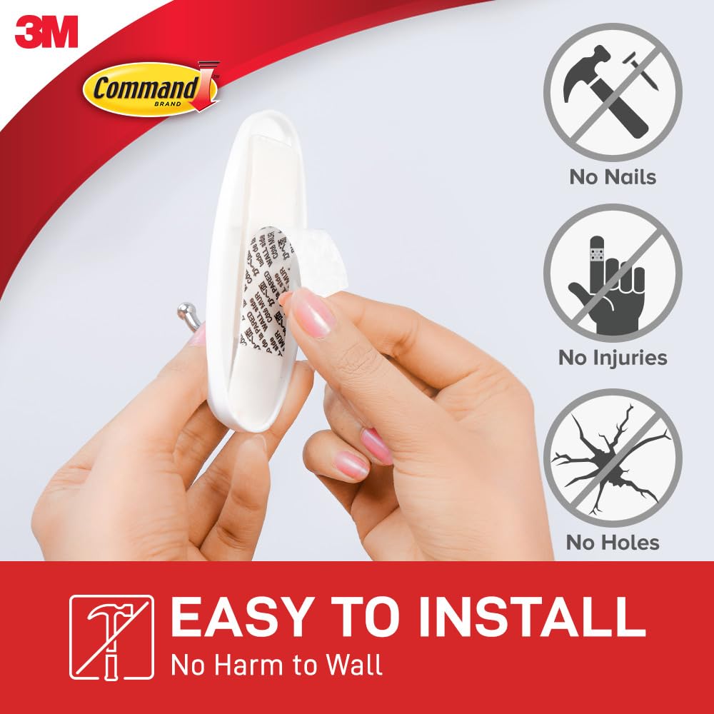 Command Broom Grippers, White, 2 Hooks and 6 Adhesive Strips